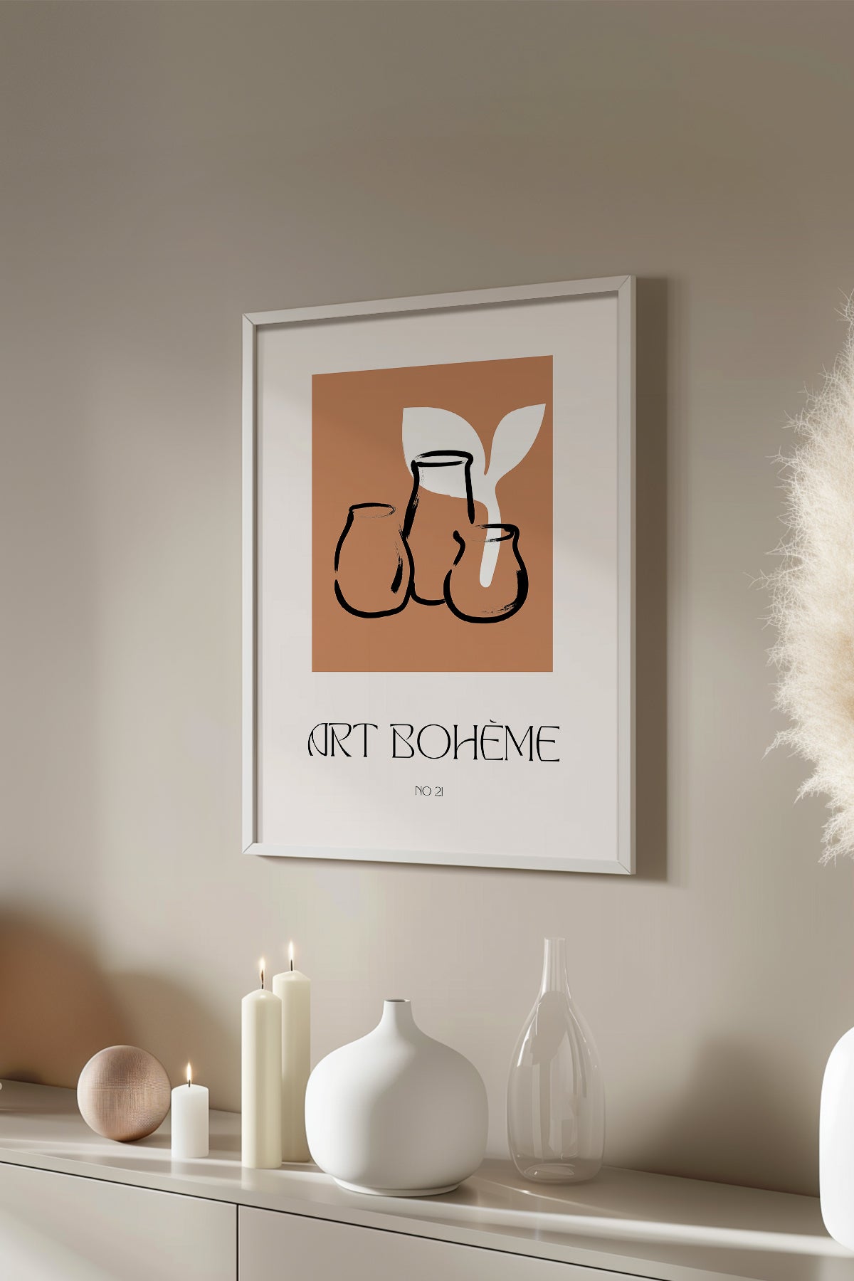 Bohemian Serisi Beyaz Çerçeveli Poster, Tablo No:69