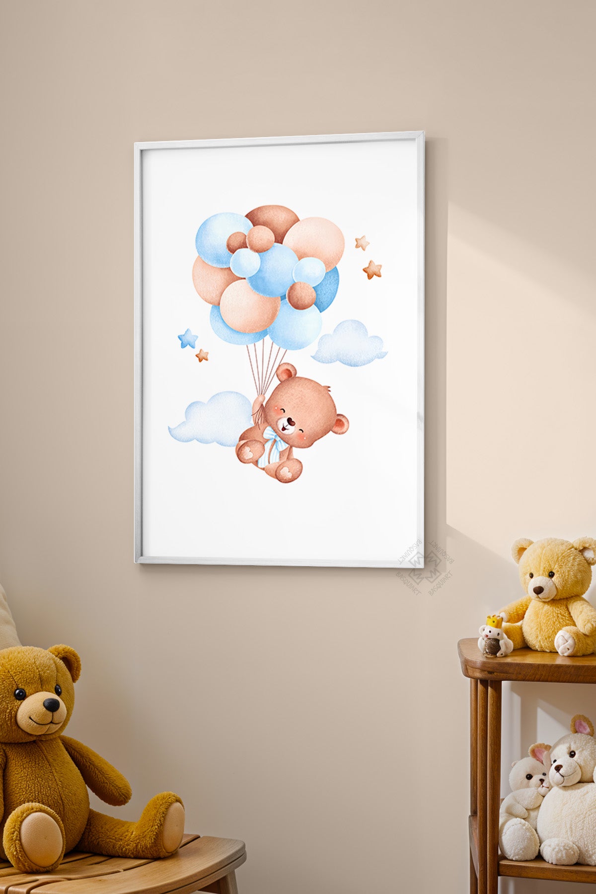 Çocuk Odası, Bebek Odası Beyaz Çerçeveli Poster, Tablo No:3