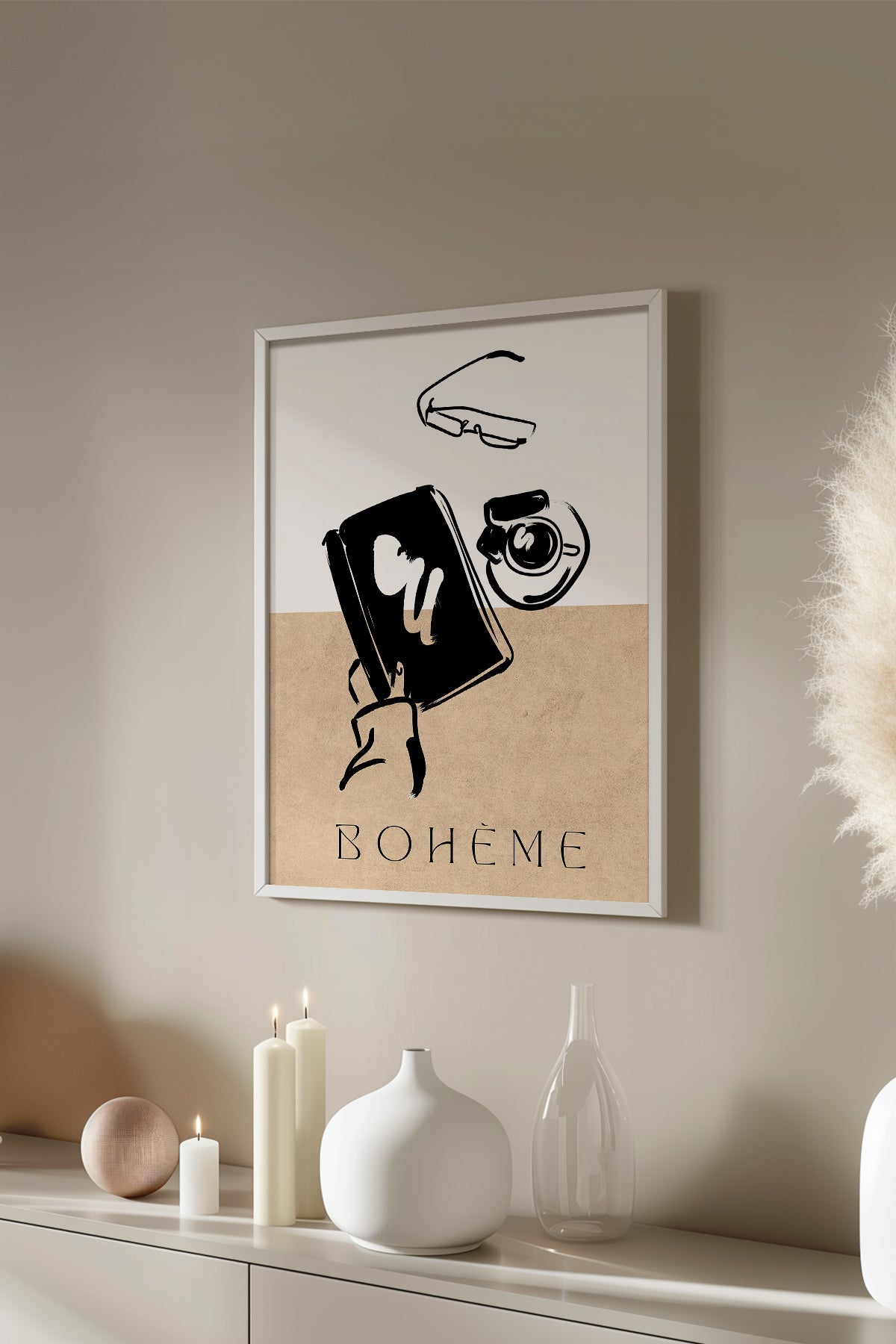 Bohemian Serisi Beyaz Çerçeveli Poster, Tablo No:68