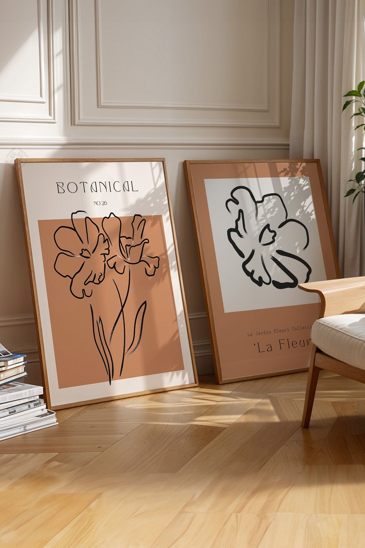 Boho 2'li Ahşap Çerçeveli Poster, Tablo Seti No:17