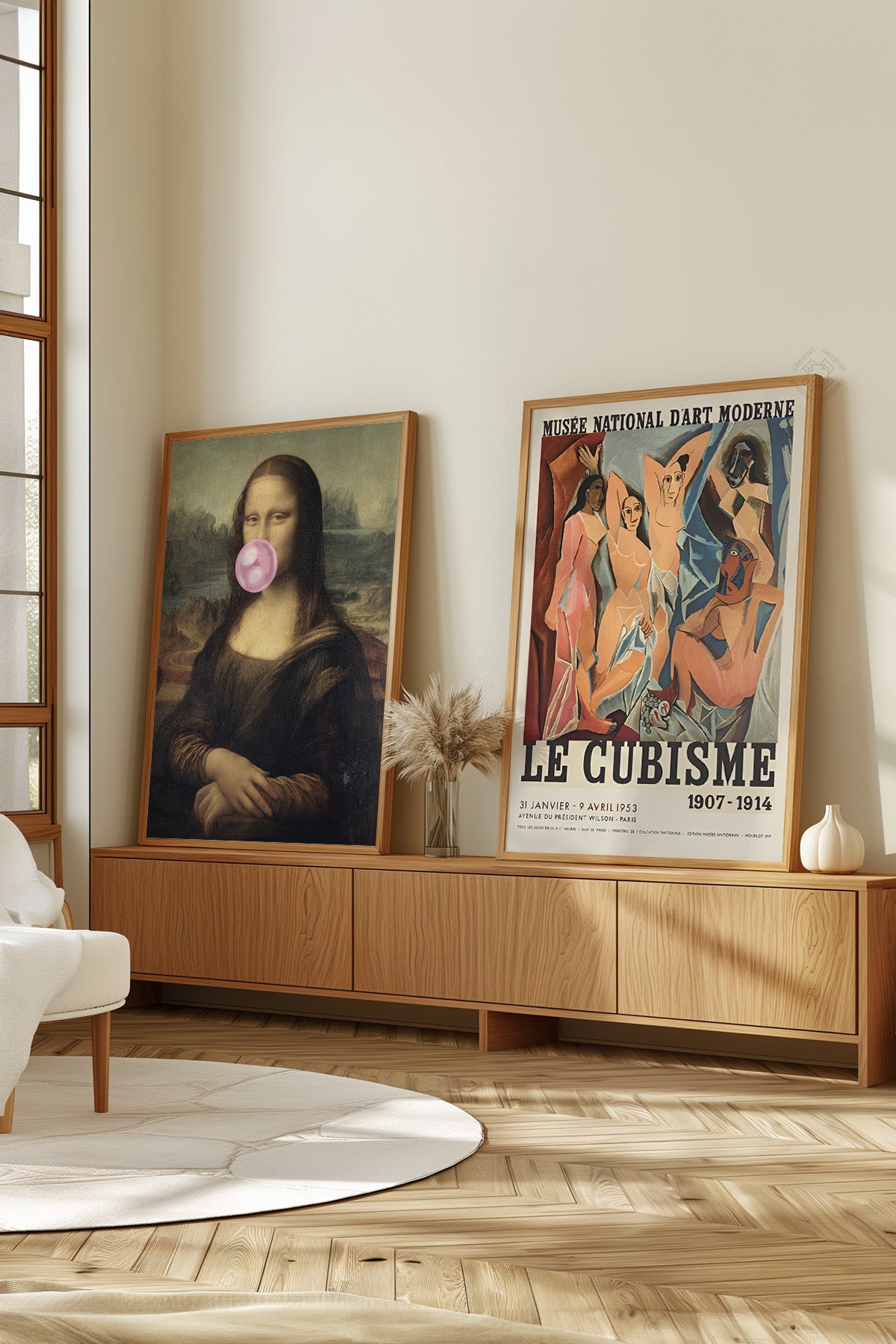 Mona Lisa ve Picasso 2'li Ahşap Çerçeveli Poster, Tablo Seti No:33