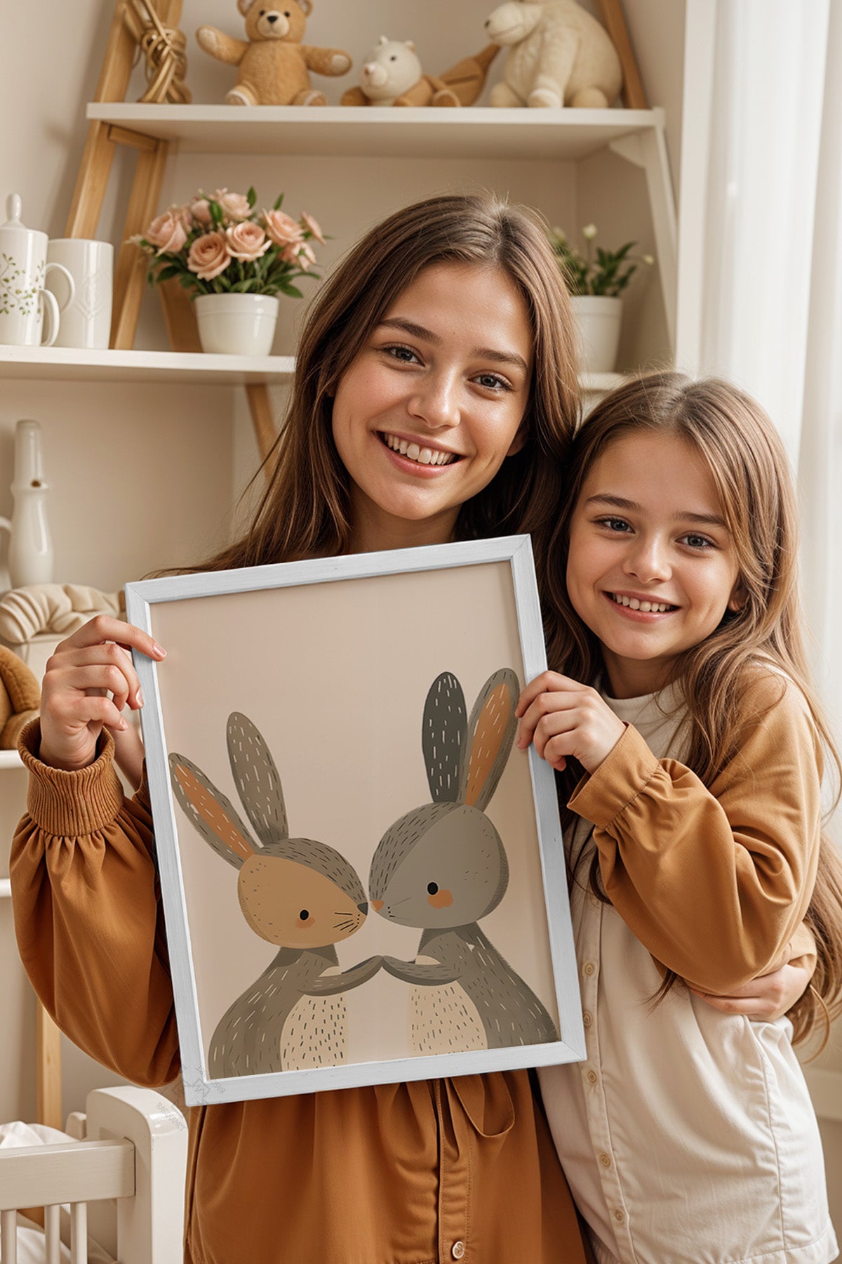 Çocuk Odası, Bebek Odası Beyaz Çerçeveli Poster, Tablo No:80