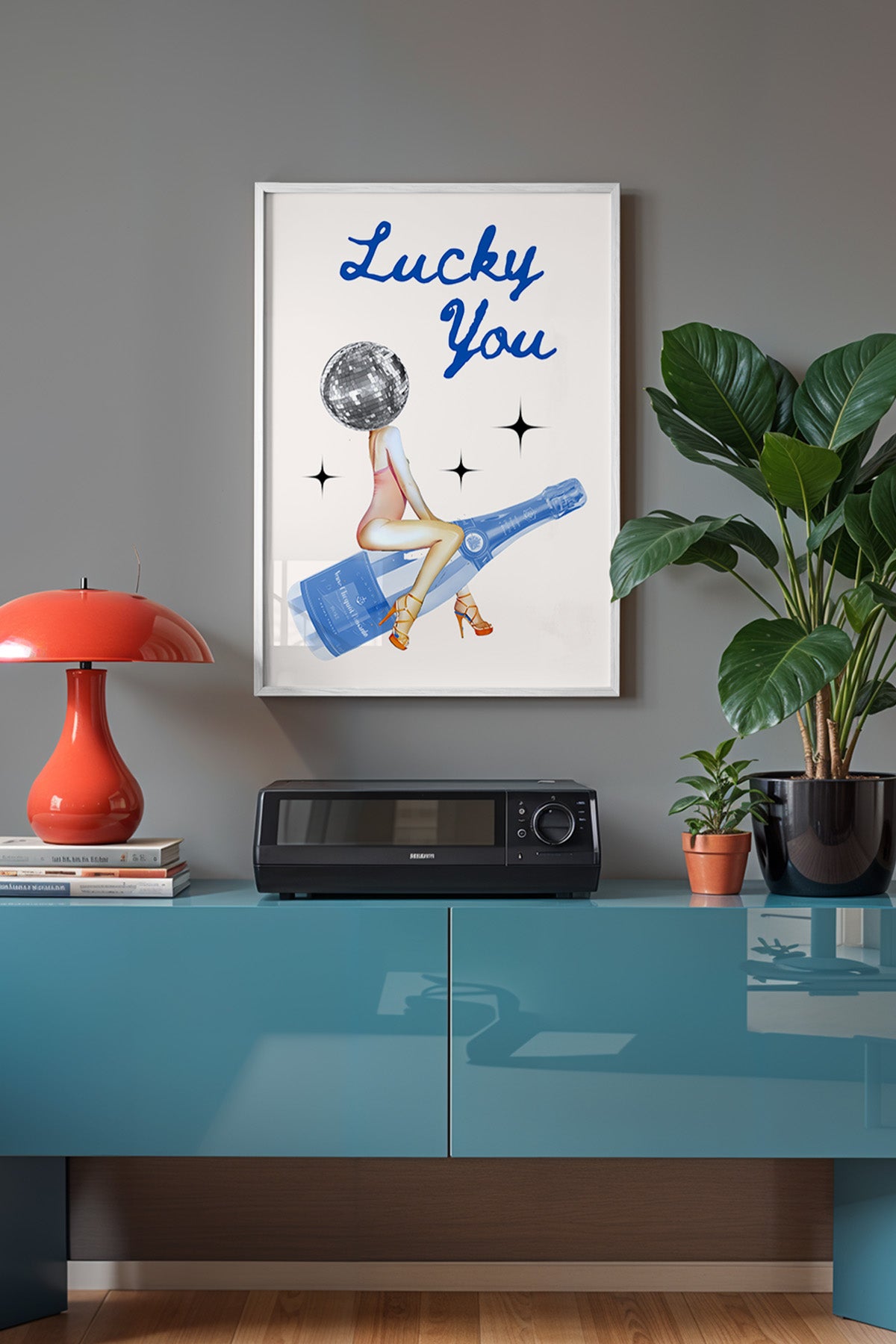 Lucky You Serisi Beyaz Çerçeveli Poster, Tablo Duvar Dekoru No:30