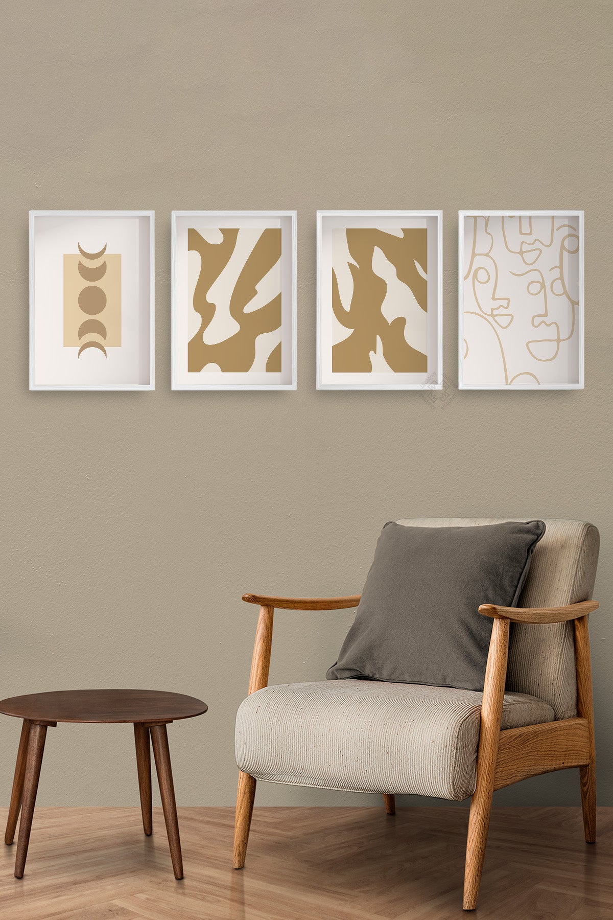 Bohem Desen 4'lü Beyaz Çerçeveli Poster, Tablo Seti No:13