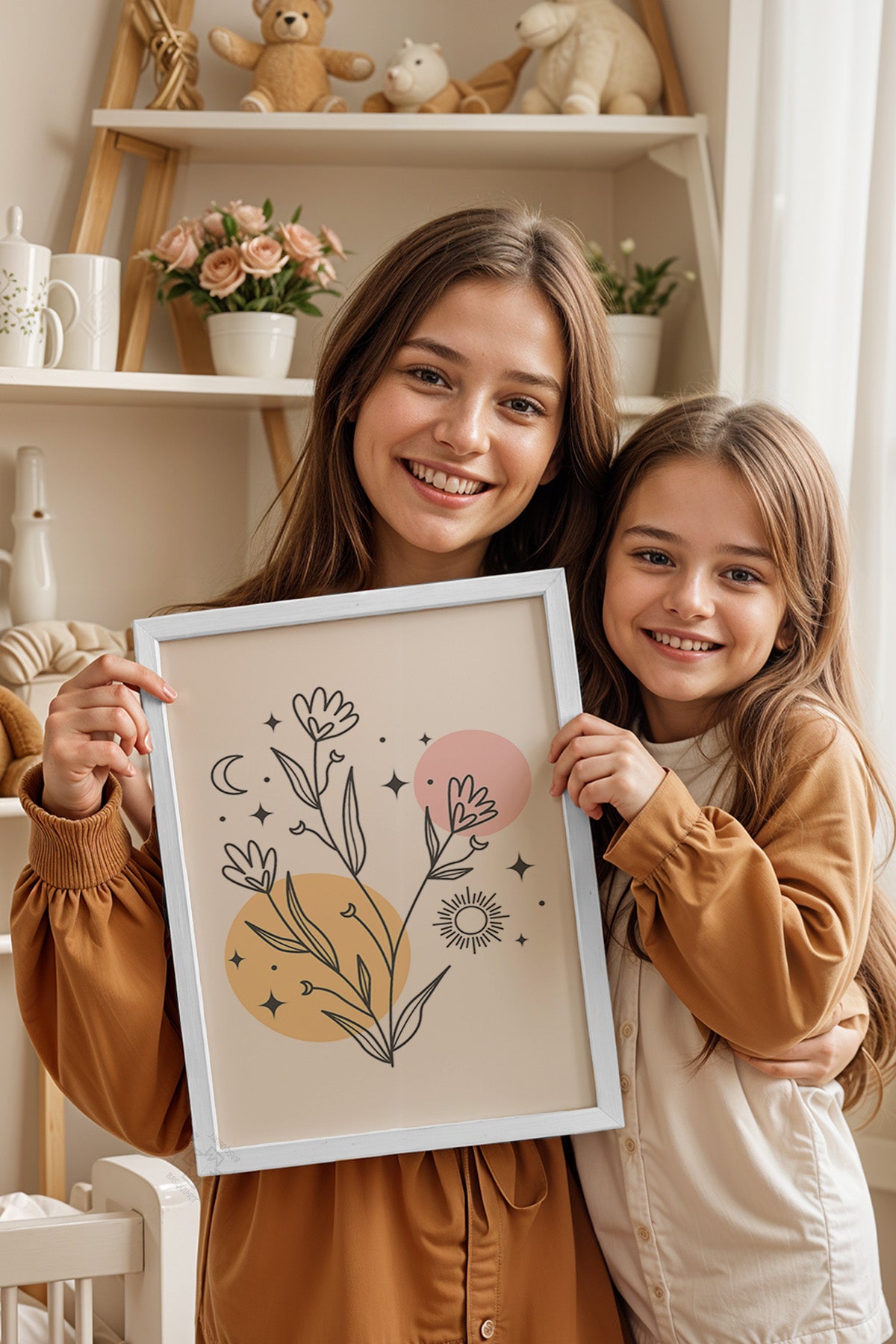 Çocuk Odası, Bebek Odası Beyaz Çerçeveli Poster, Tablo No:90
