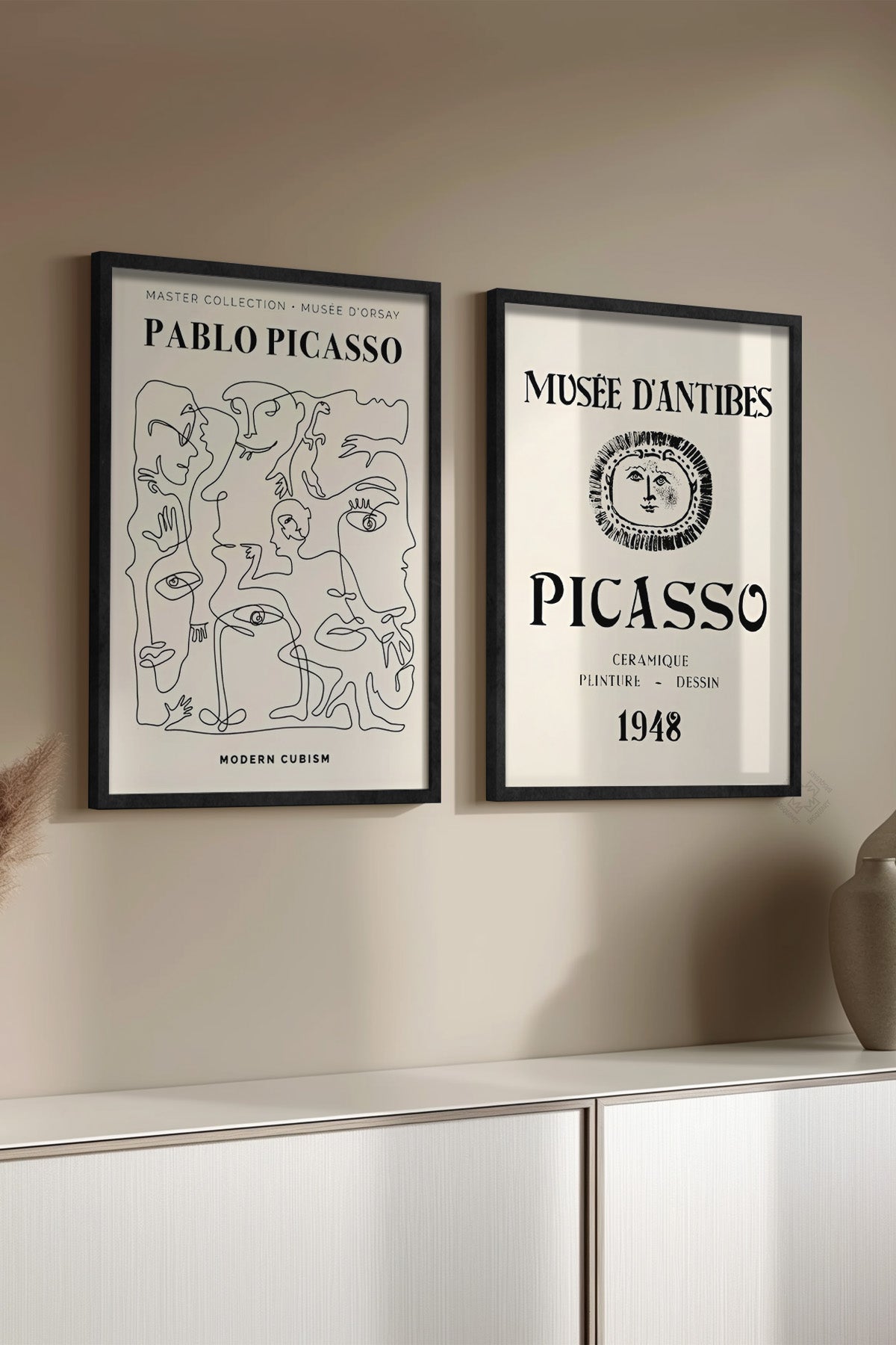 Picasso Minimal 2'li Siyah Çerçeveli Poster, Tablo Seti No:25
