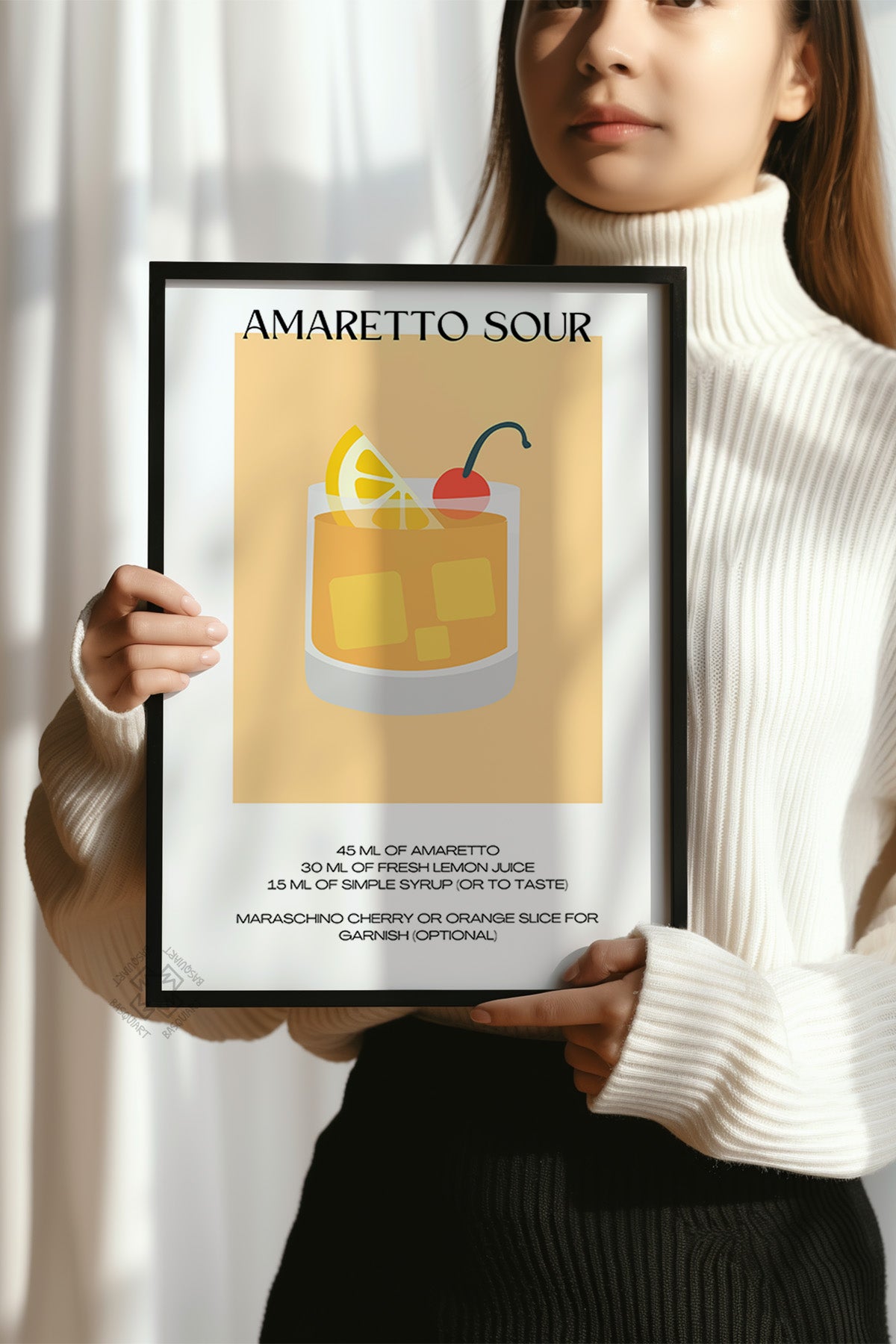 Kokteyl Serisi Siyah Çerçeveli Poster, Tablo, Cafe, Restoran, Mutfak Duvar Dekoru No:17