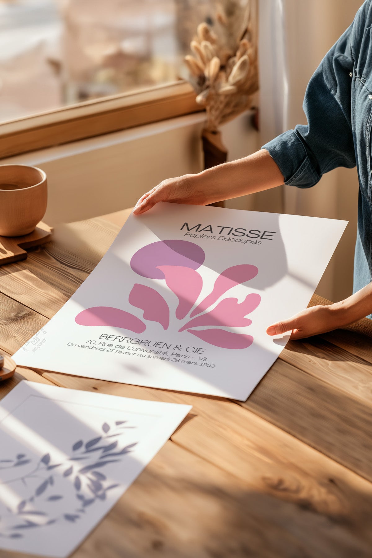 Pembe Minimal Matisse 3'lü Poster Seti, Duvar Dekoru No:35