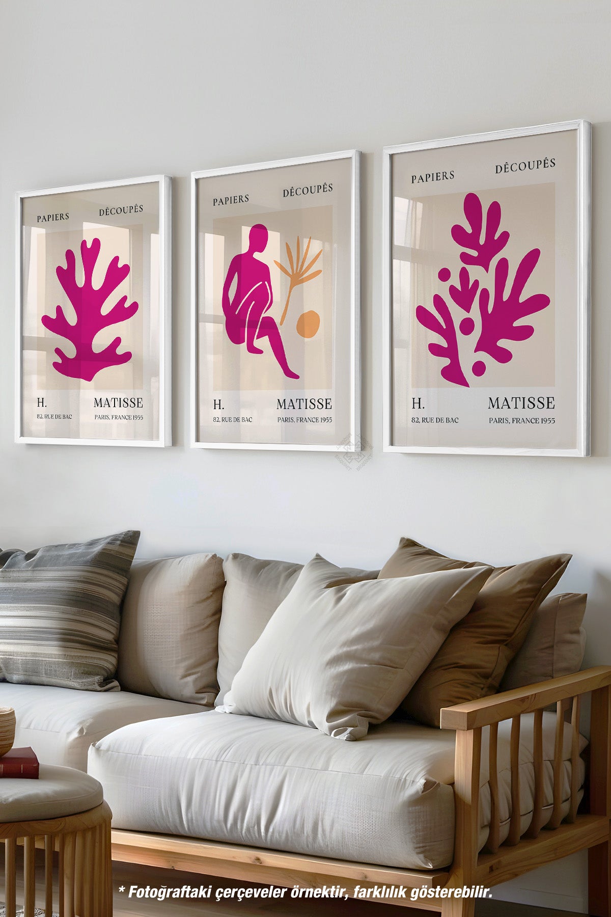 Matisse Modern 3'lü Beyaz Çerçeveli Poster, Tablo Seti No:23