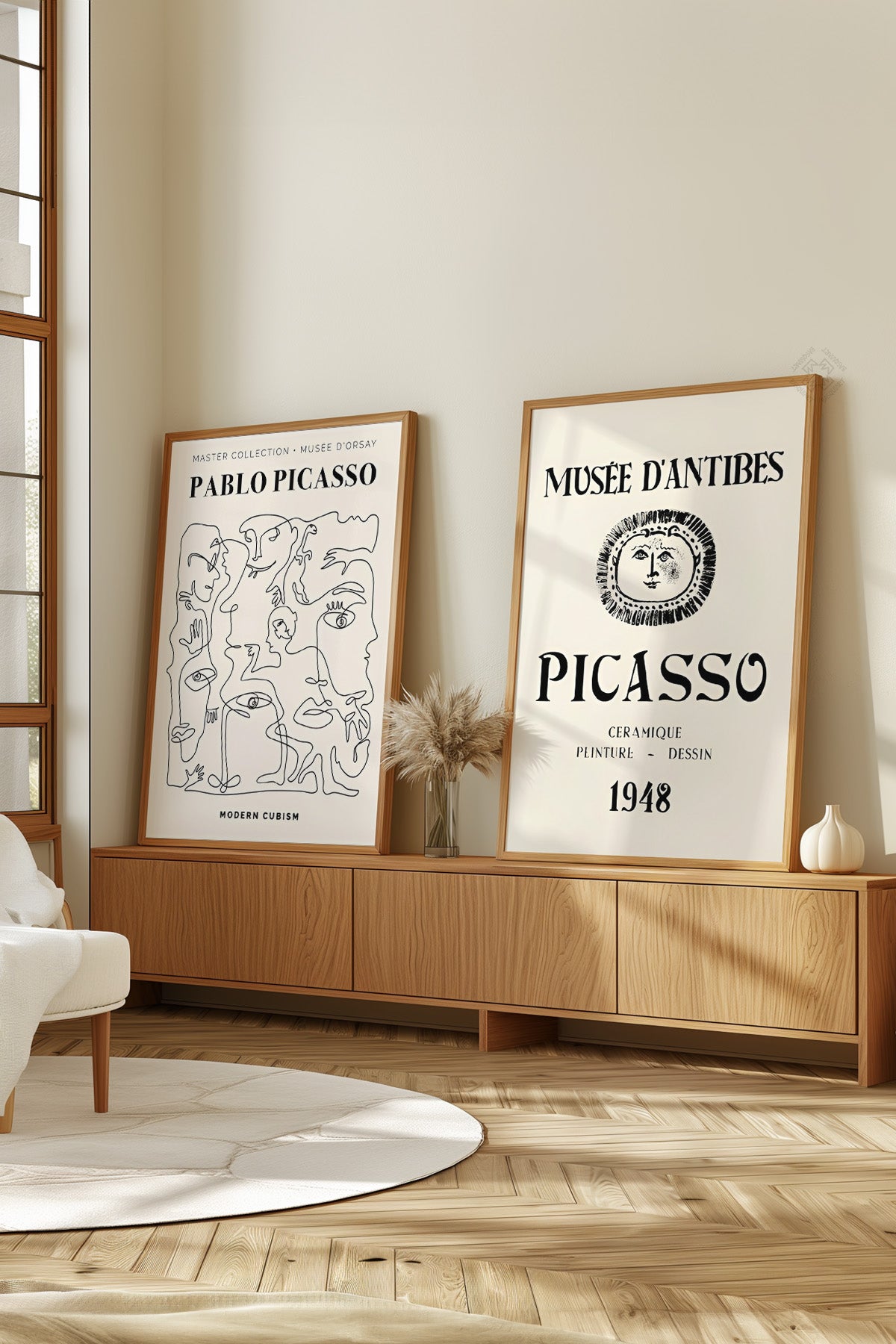 Picasso Minimal 2'li Ahşap Çerçeveli Poster, Tablo Seti No:25
