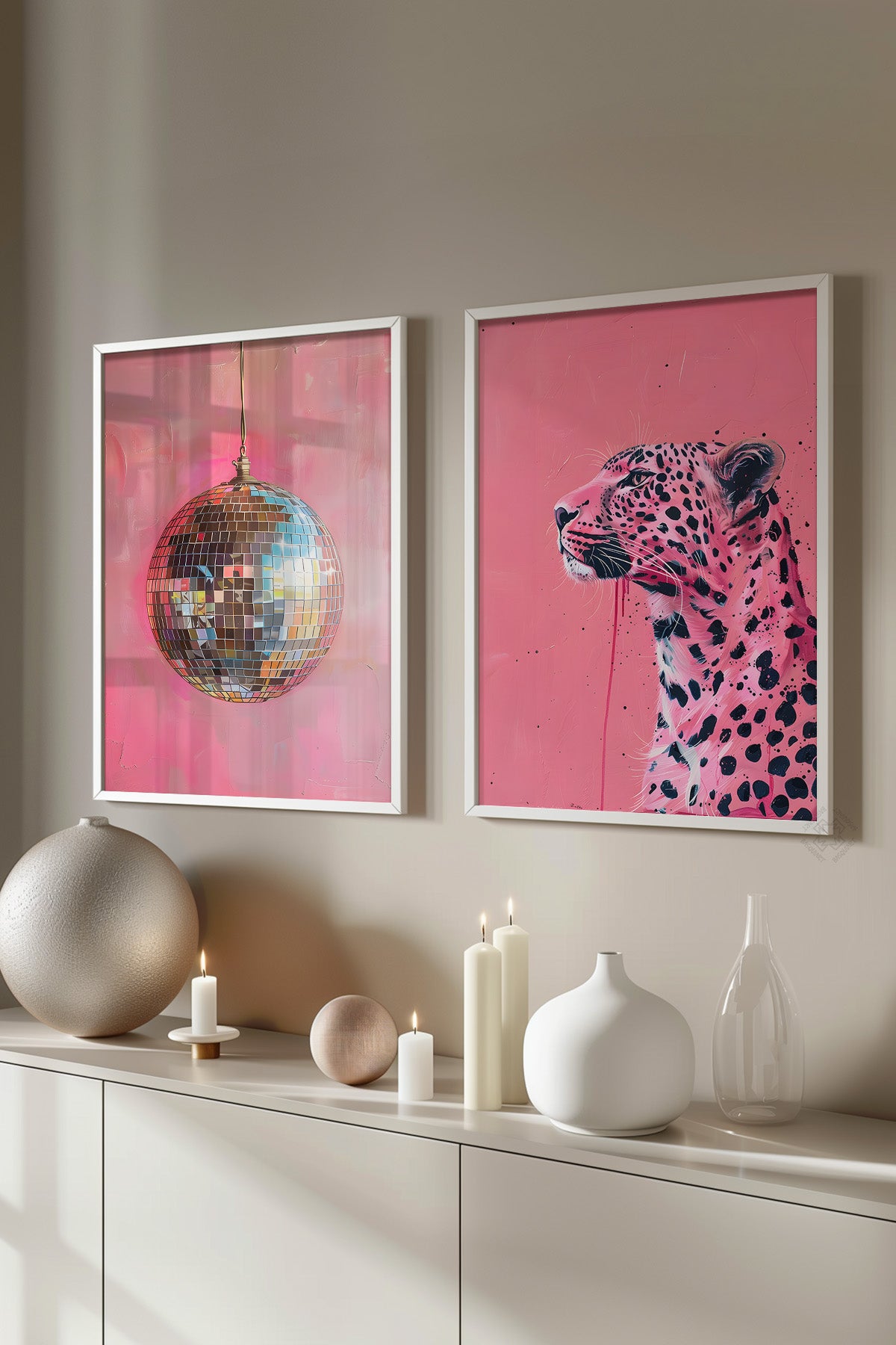 Modern 2'li Beyaz Çerçeveli Poster, Tablo Seti No:5