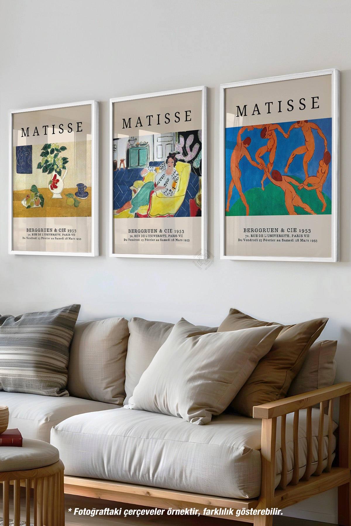 Matisse Vintage 3'lü Beyaz Çerçeveli Poster, Tablo Seti No:14