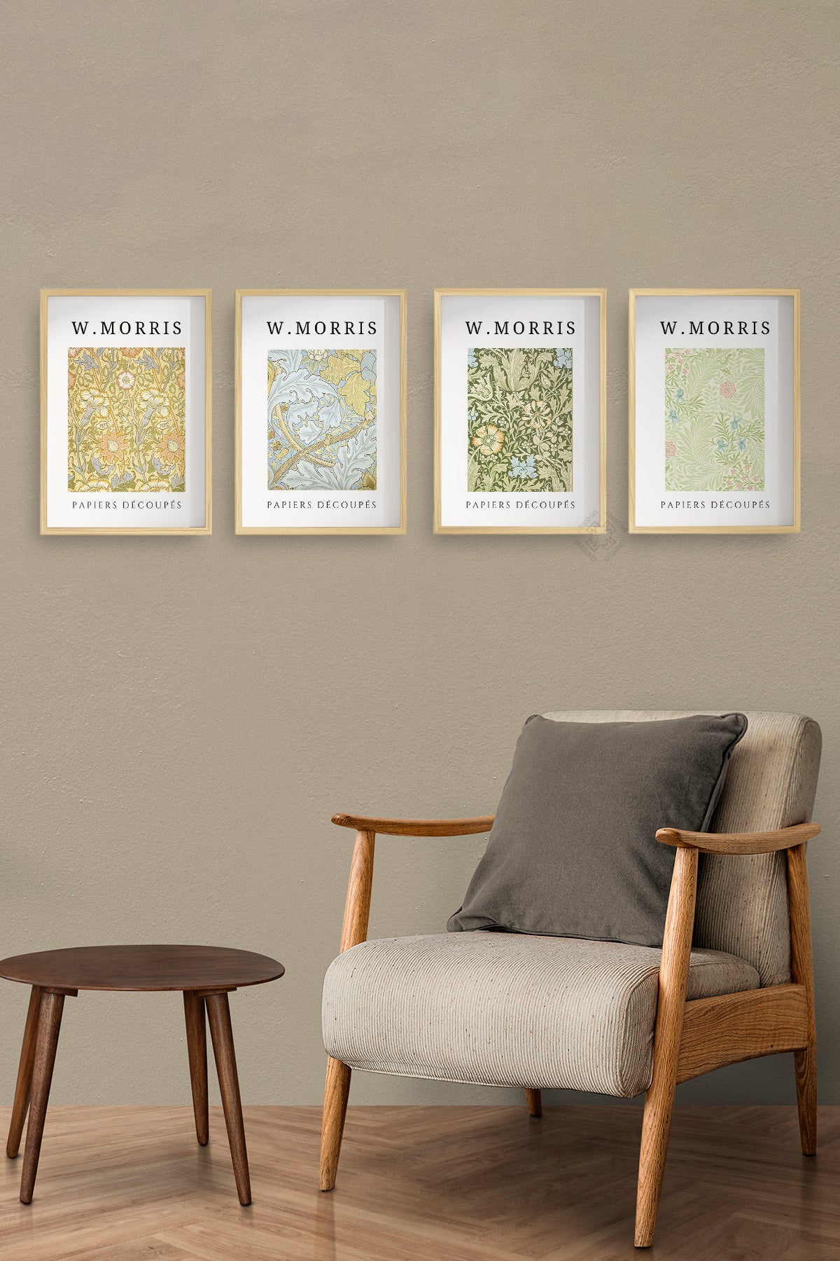 William Morris 4'lü Ahşap Çerçeveli Poster, Tablo Seti No:41