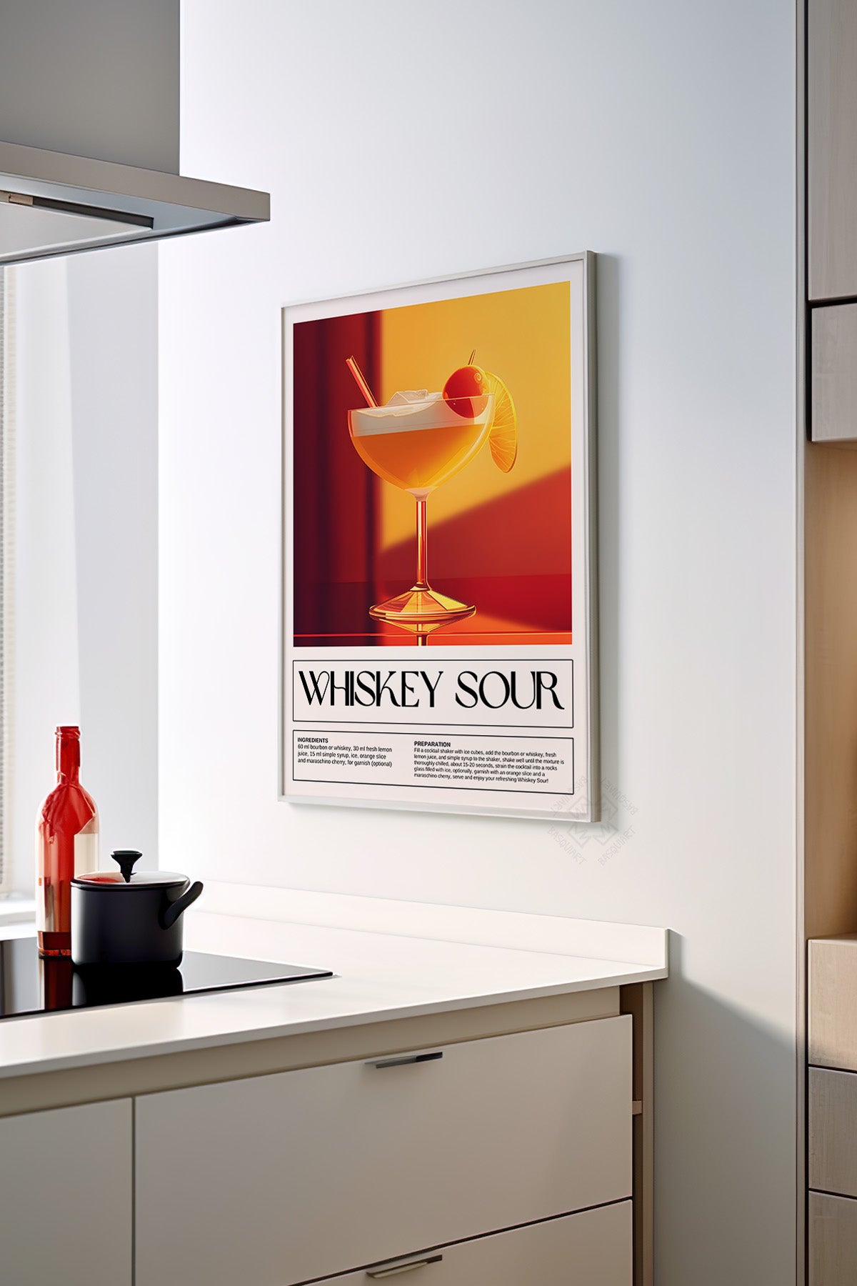 Kokteyl Serisi Beyaz Çerçeveli Poster, Tablo, Cafe, Restoran, Mutfak Duvar Dekoru No:10