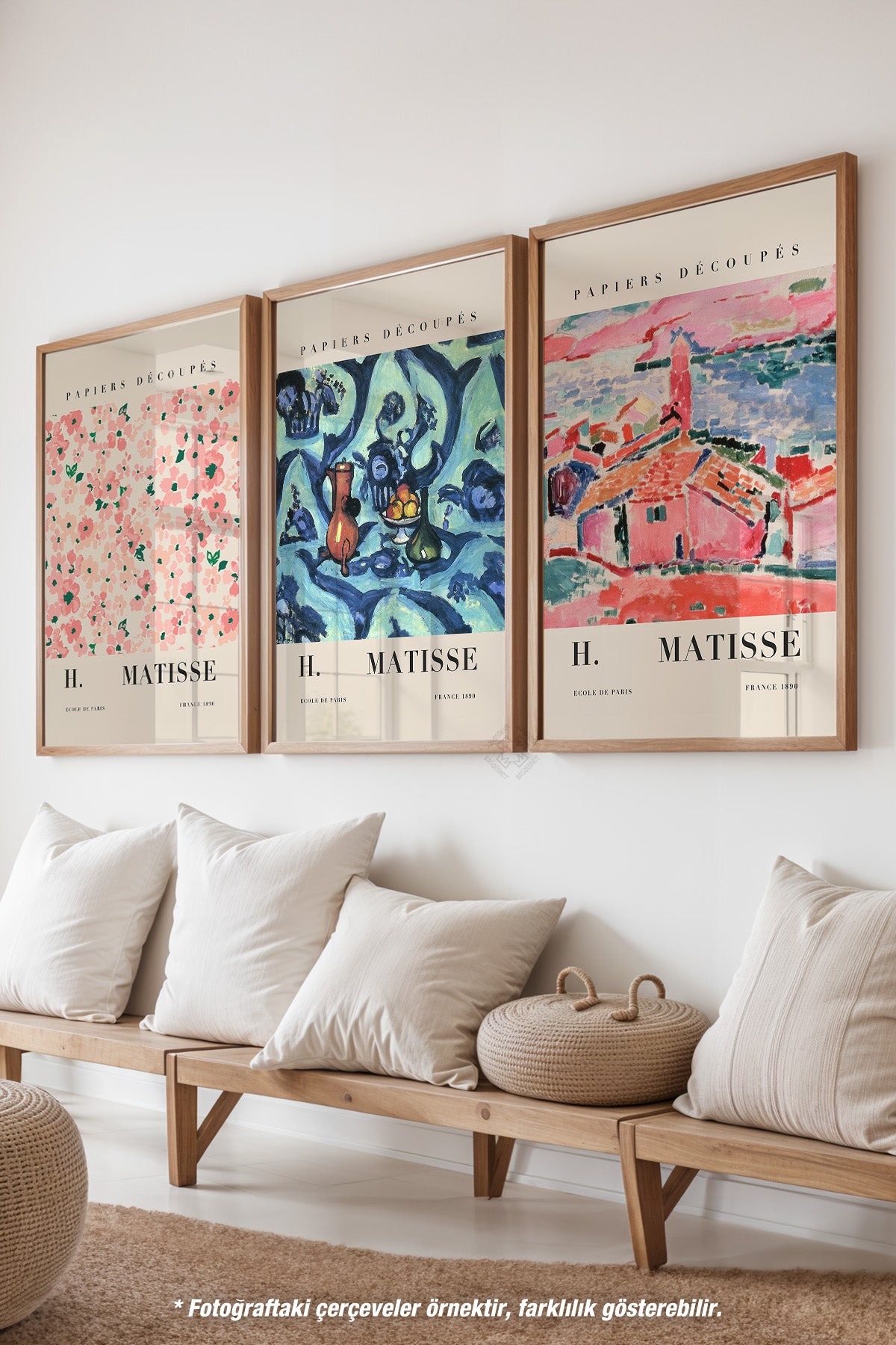 H Matisse 3'lü Ahşap Çerçeveli Poster, Tablo Seti No:17