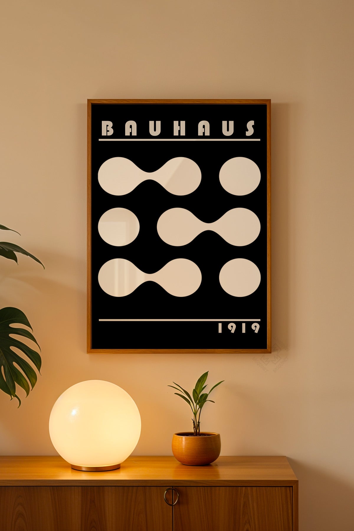 Bauhaus Serisi Ahşap Çerçeveli Poster, Tablo No:52