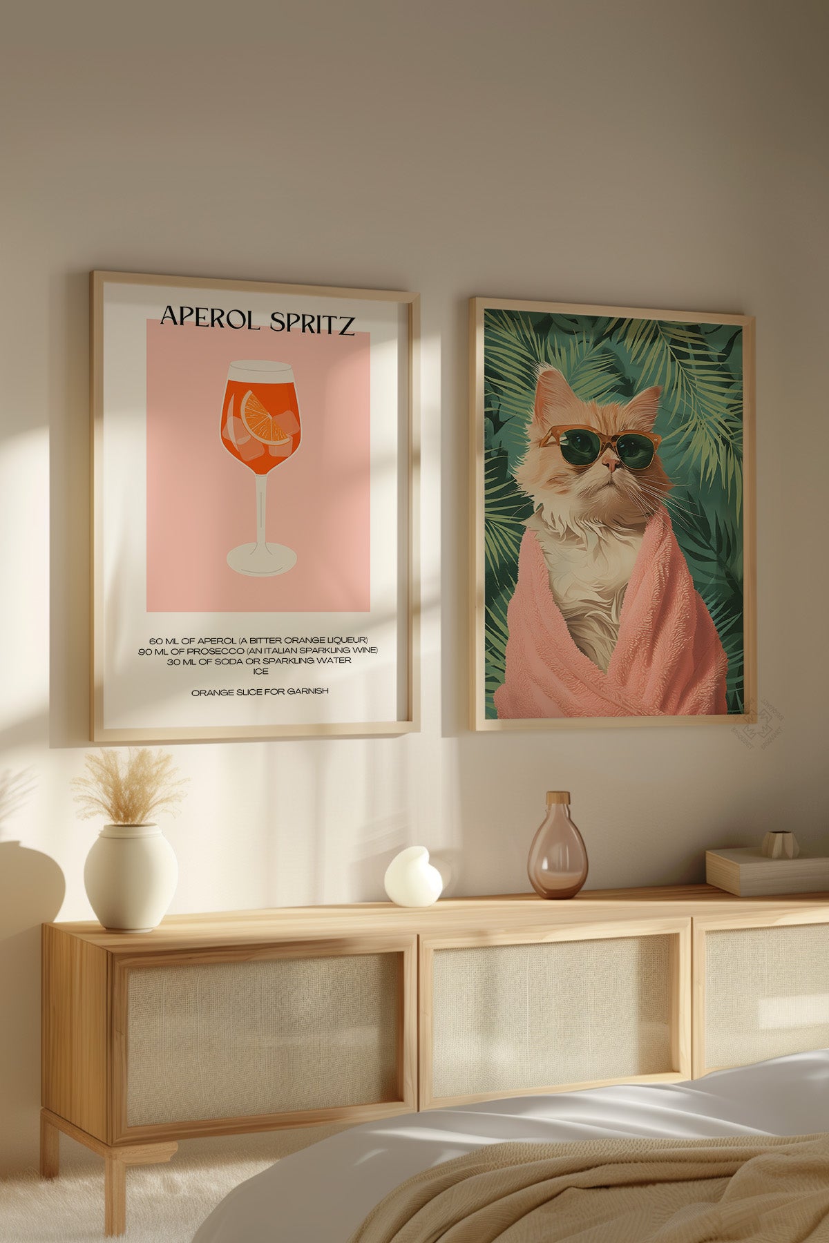 Modern 2'li Ahşap Çerçeveli Poster, Tablo Seti No:31