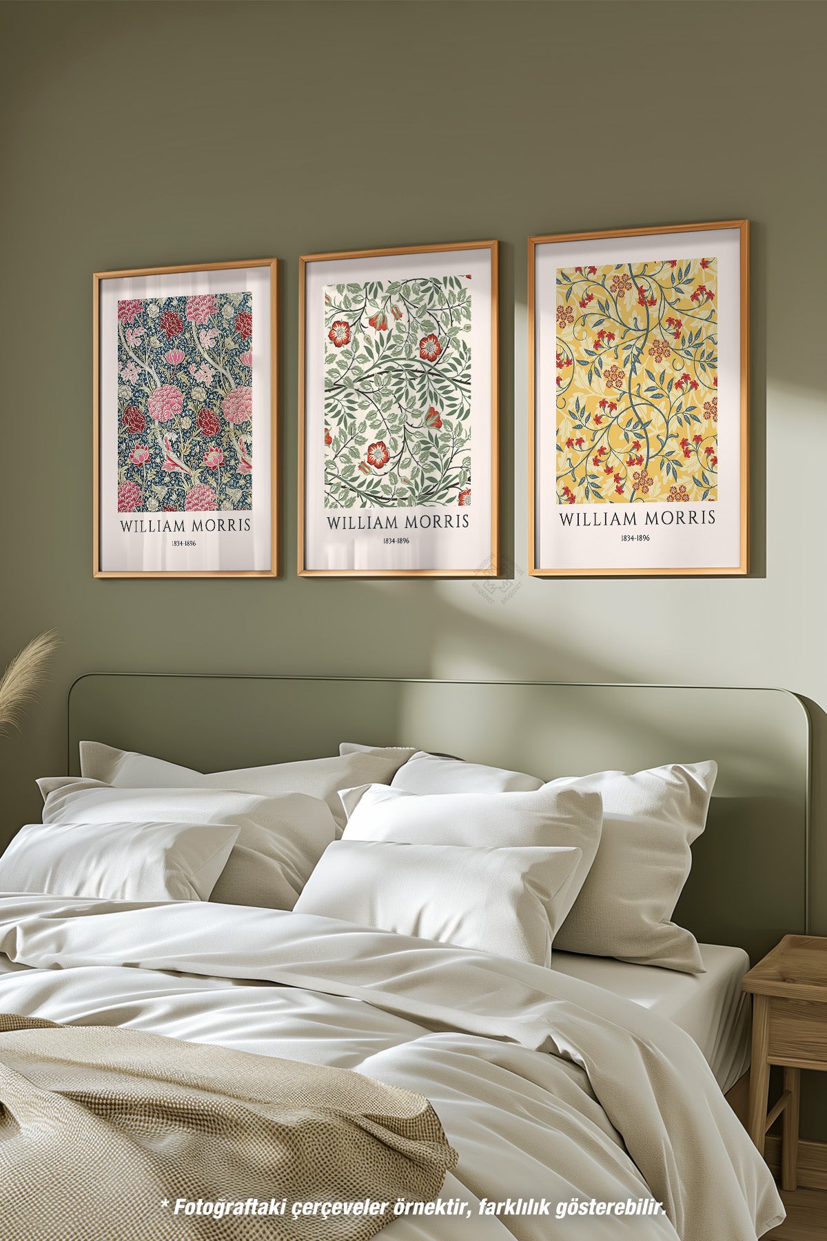 William Morris 3'lü Ahşap Çerçeveli Poster, Tablo Seti No:47