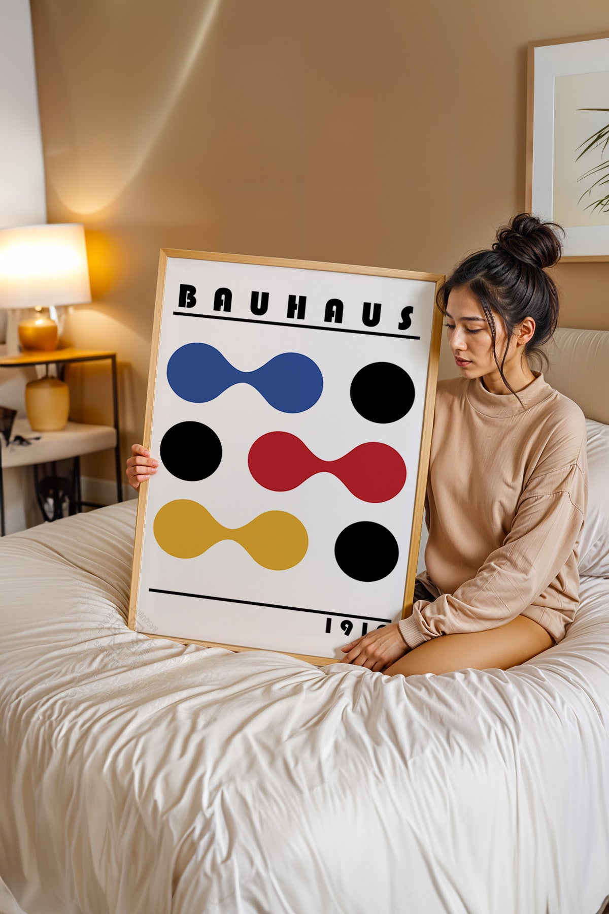 Bauhaus Serisi Ahşap Çerçeveli Poster, Tablo No:54