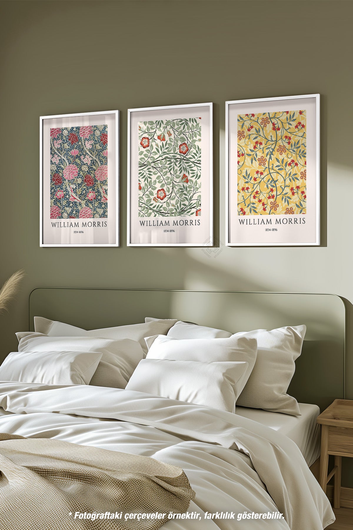 William Morris 3'lü Beyaz Çerçeveli Poster, Tablo Seti No:47