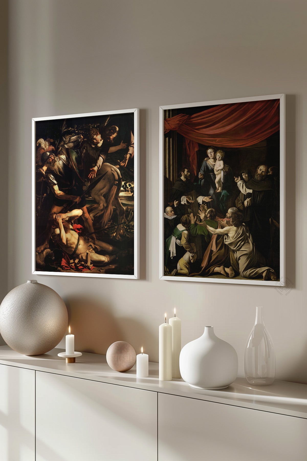 Barok 2'li Beyaz Çerçeveli Poster, Sanatsal Tablo Seti No:14