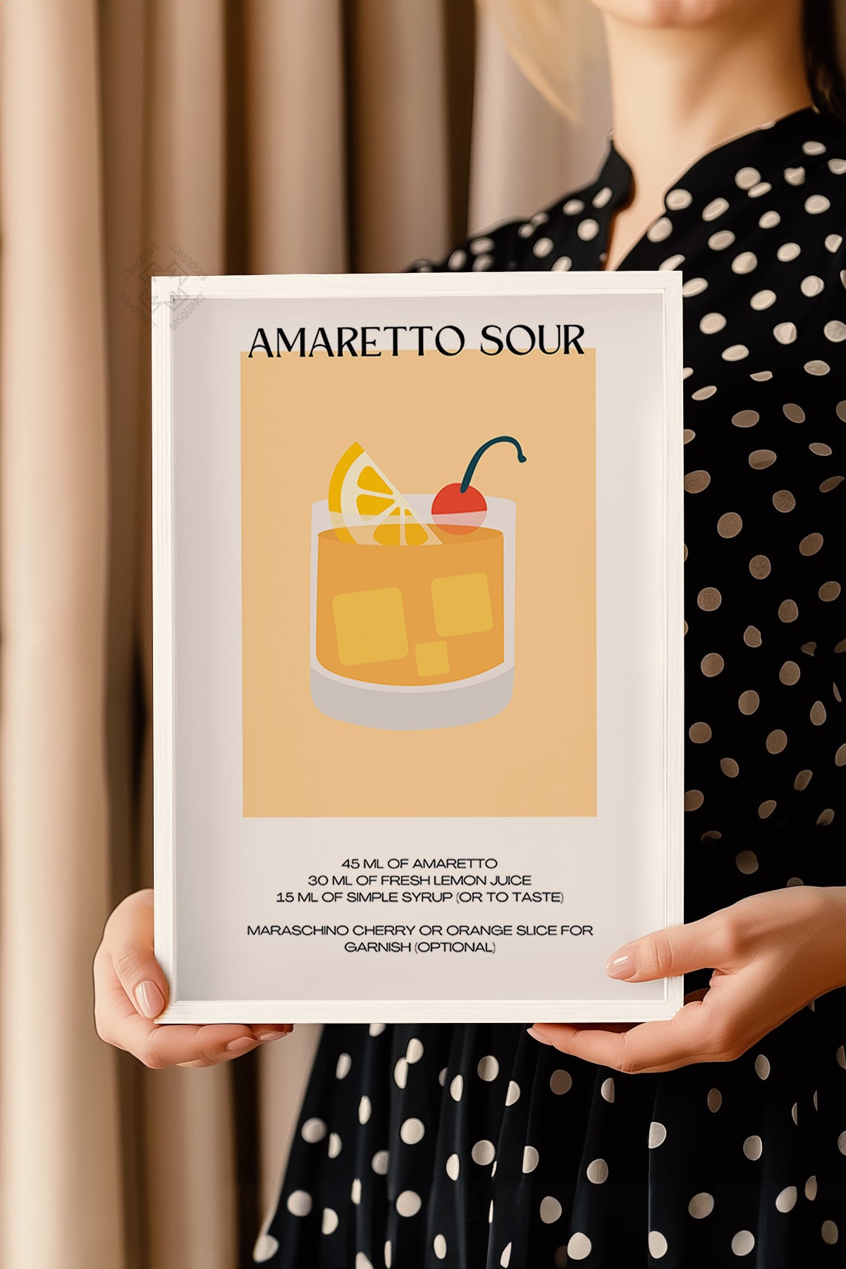 Kokteyl Serisi Beyaz Çerçeveli Poster, Tablo, Cafe, Restoran, Mutfak Duvar Dekoru No:17