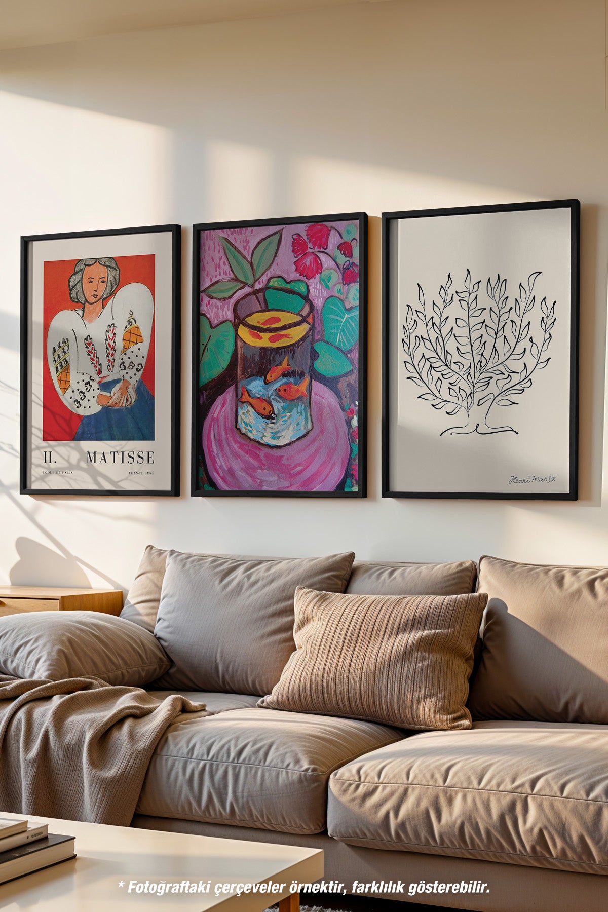 Henri Matisse Sanatsal 3'lü Siyah Çerçeveli Poster, Tablo Seti No:20