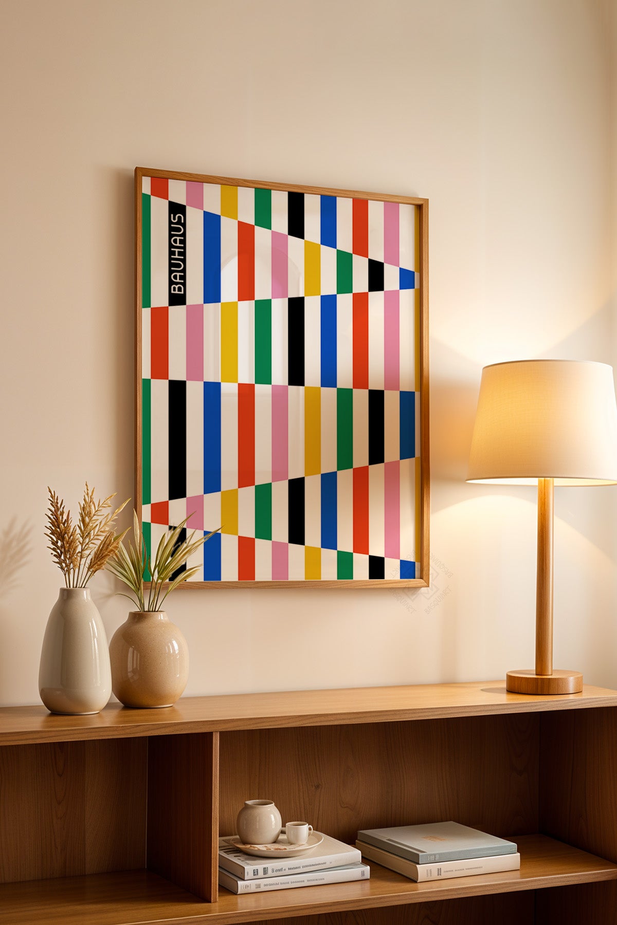 Bauhaus Serisi Ahşap Çerçeveli Poster, Tablo No:37