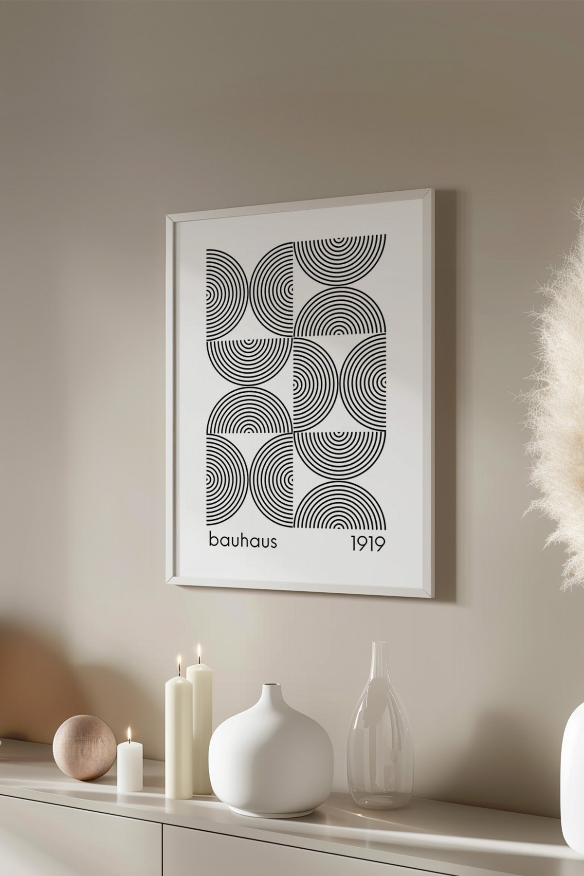 Bauhaus Serisi Beyaz Çerçeveli Poster, Tablo No:46