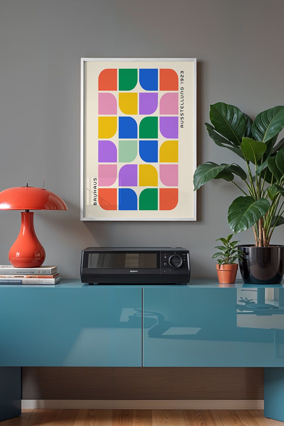 Bauhaus Serisi Beyaz Çerçeveli Poster, Tablo No:99