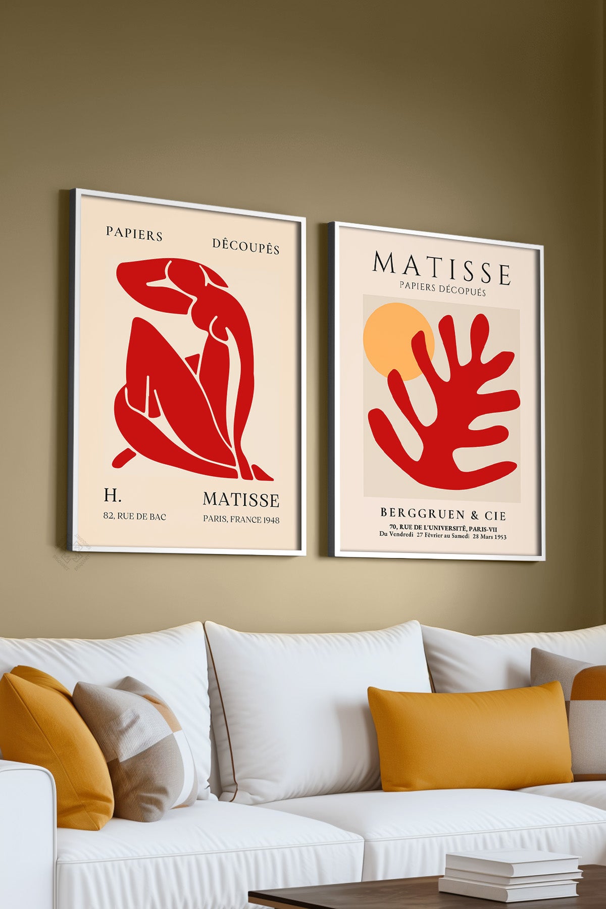 Kırmızı Matisse 2'li Beyaz Çerçeveli Poster, Tablo Seti No:26