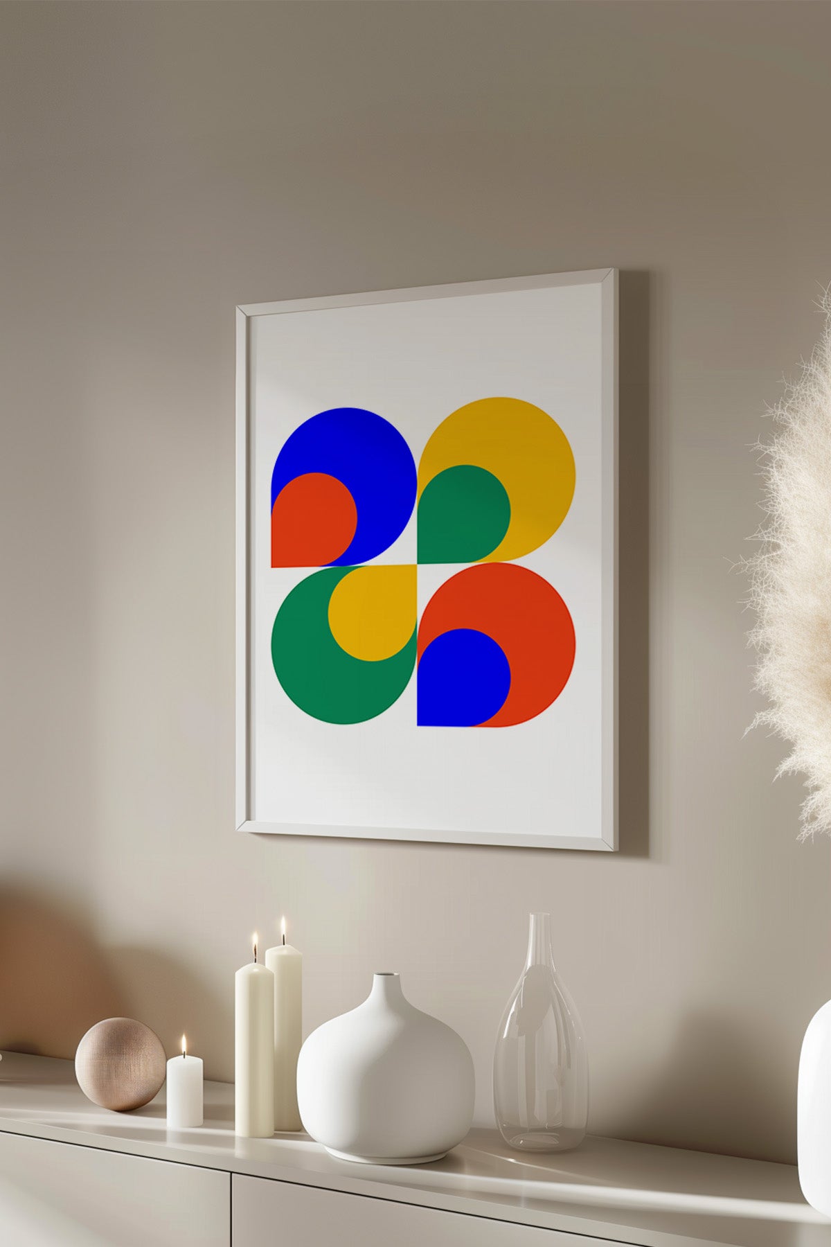 Bauhaus Serisi Beyaz Çerçeveli Poster, Tablo No:12