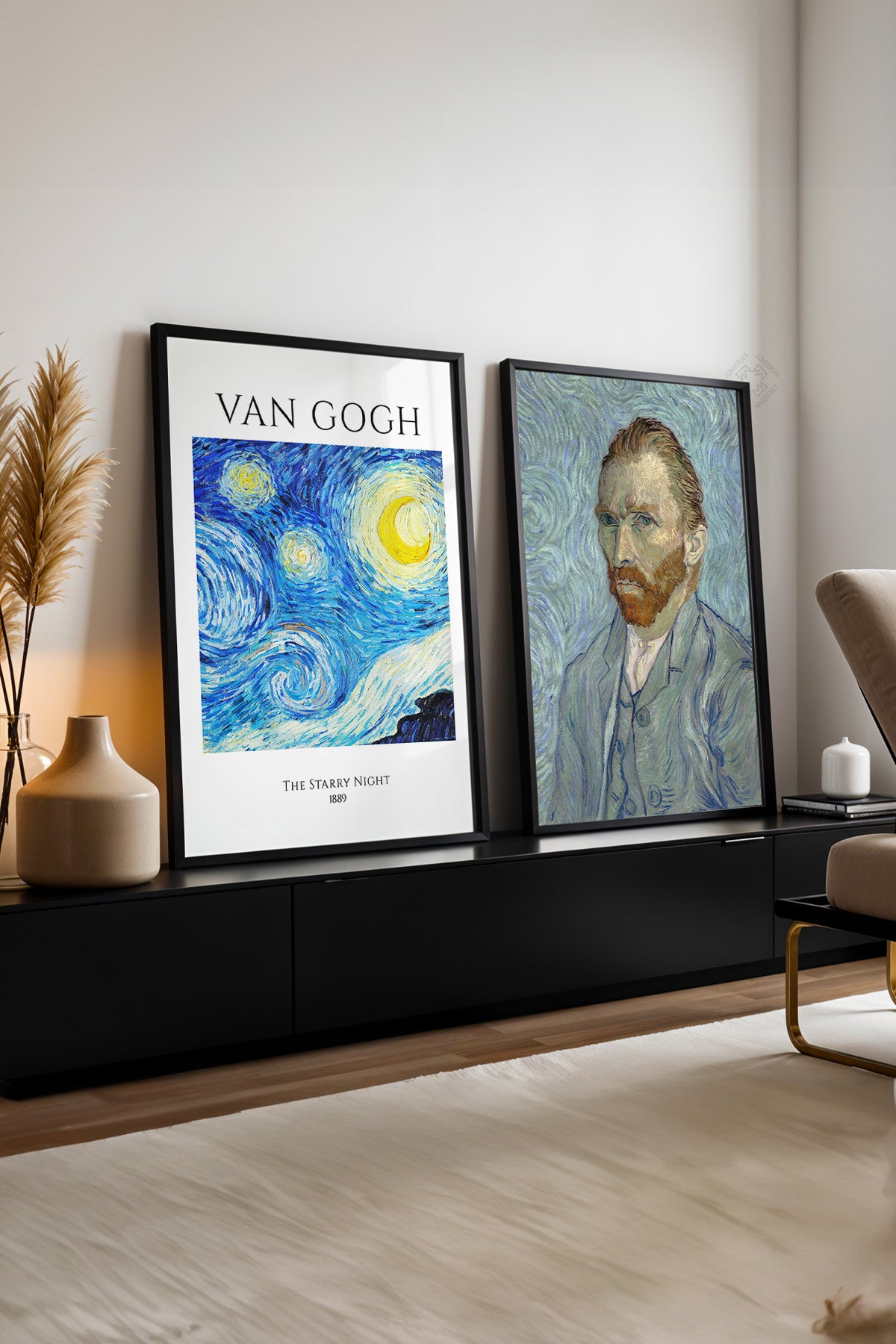 Van Gogh 2'li Siyah Çerçeveli Poster, Tablo Seti No:37