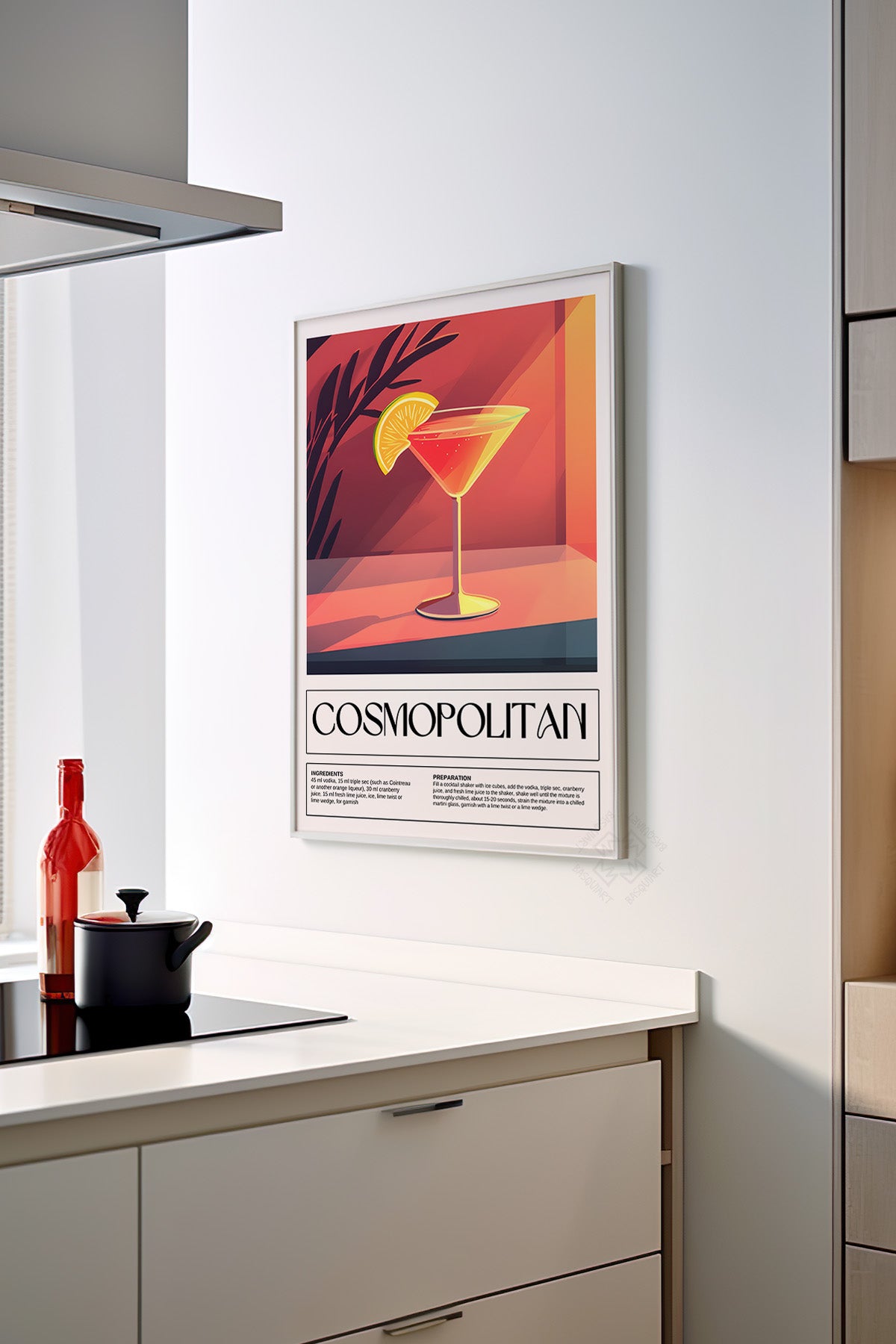 Kokteyl Serisi Beyaz Çerçeveli Poster, Tablo, Cafe, Restoran, Mutfak Duvar Dekoru No:7