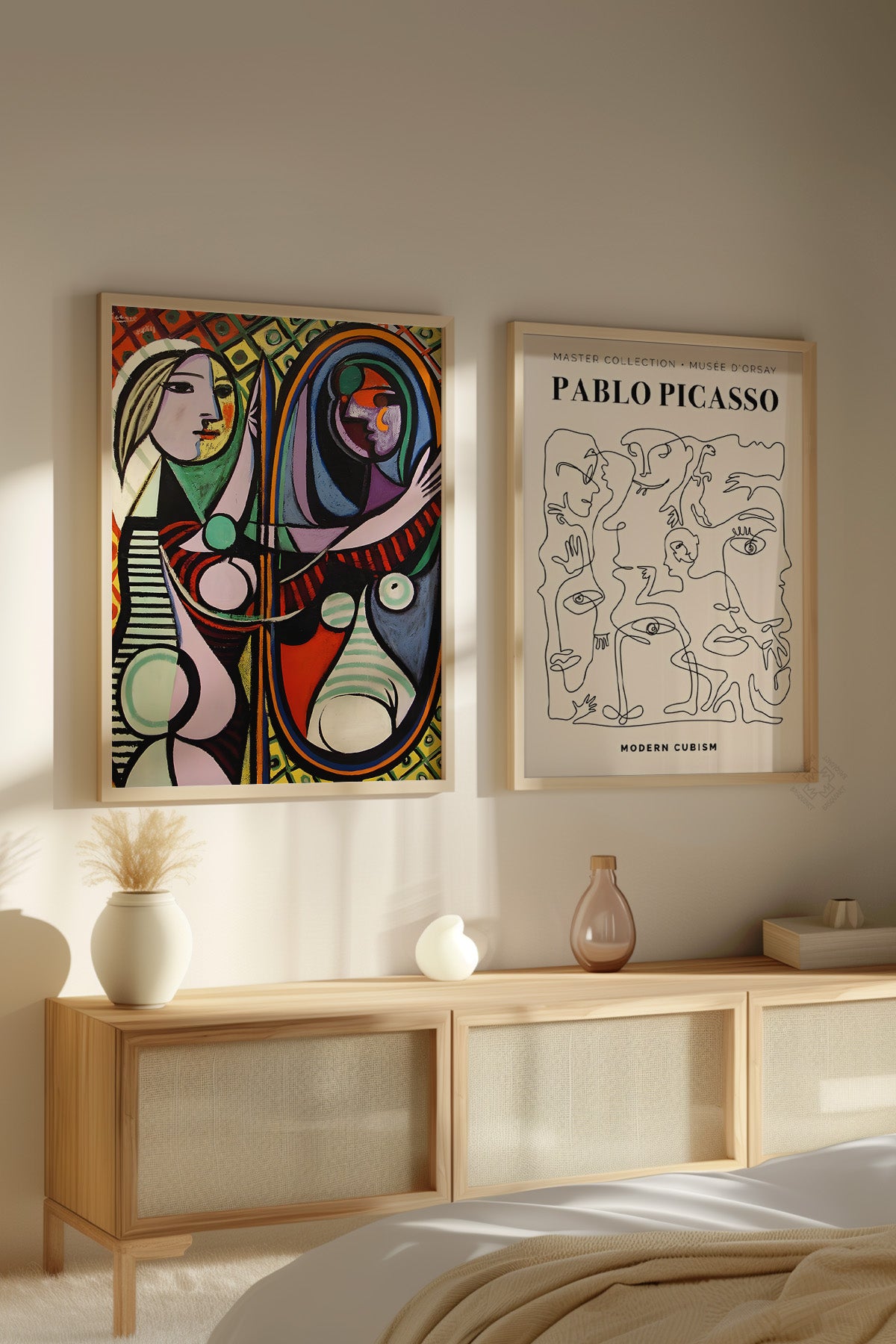 Picasso 2'li Ahşap Çerçeveli Poster, Sanatsal Tablo Seti No:10
