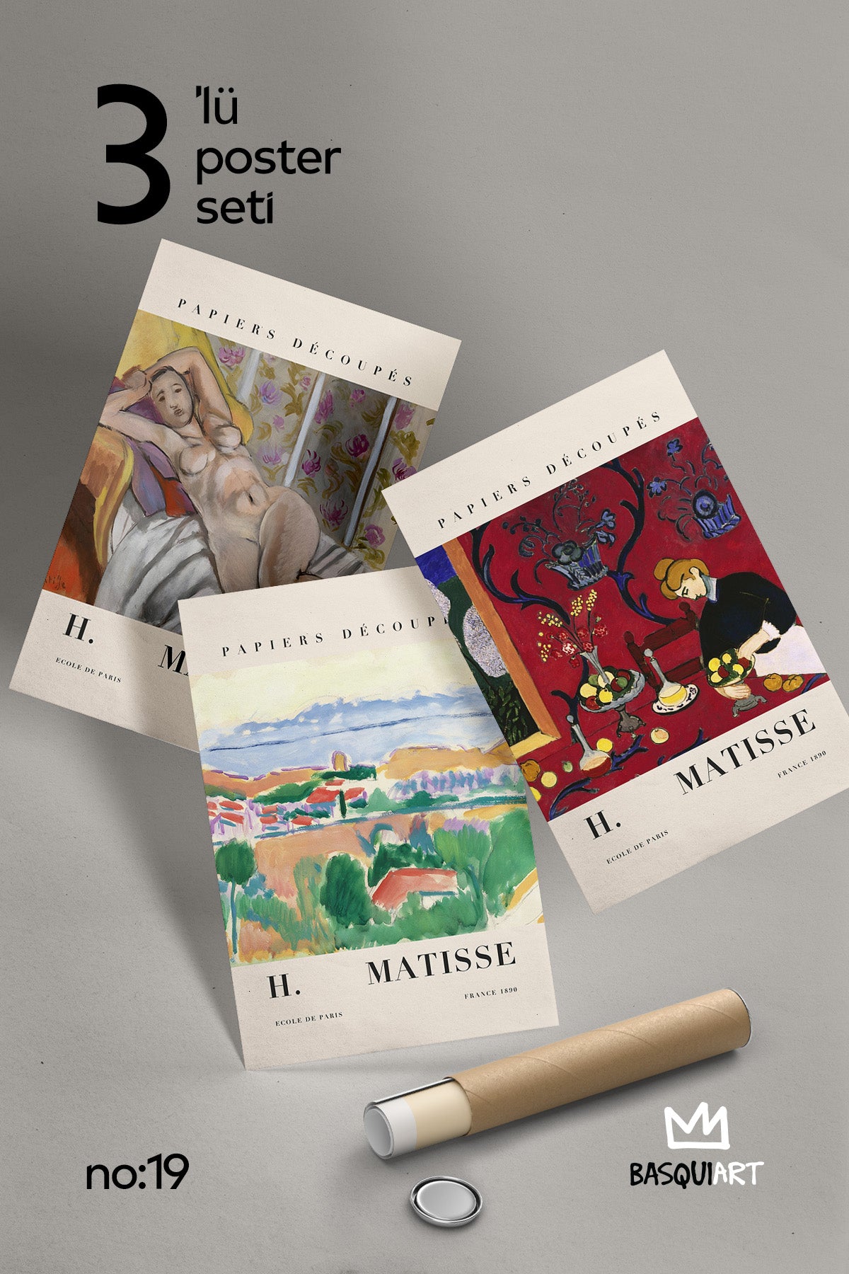 Matisse Dekoratif 3'lü Poster Seti, Duvar Dekoru No:19