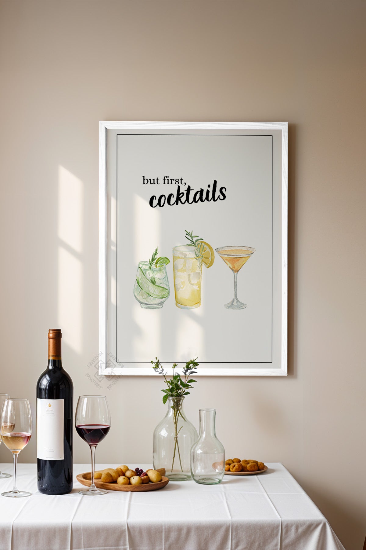 Kokteyl Serisi Beyaz Çerçeveli Poster, Tablo, Cafe, Restoran, Mutfak Duvar Dekoru No:33