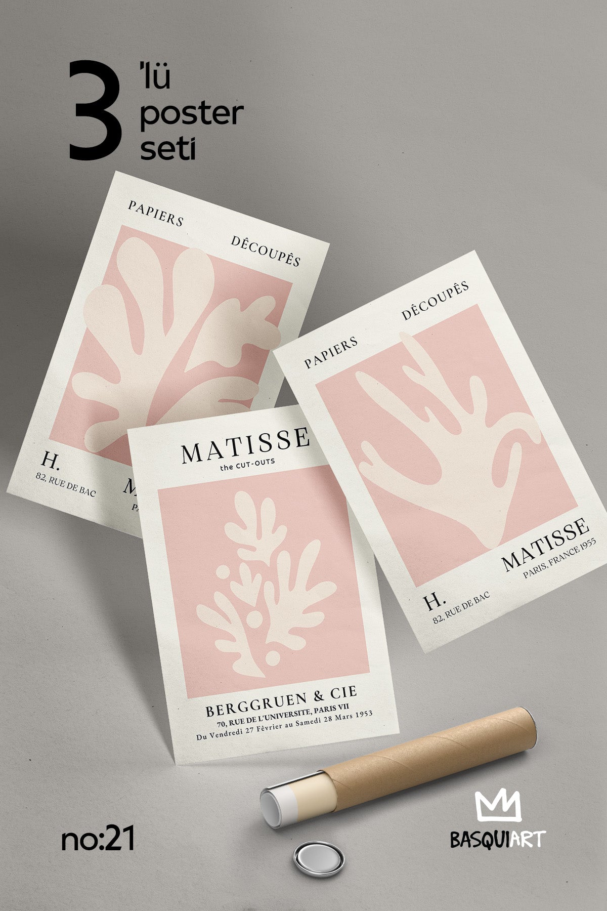 Matisse Minimal 3'lü Poster Seti, Duvar Dekoru No:21