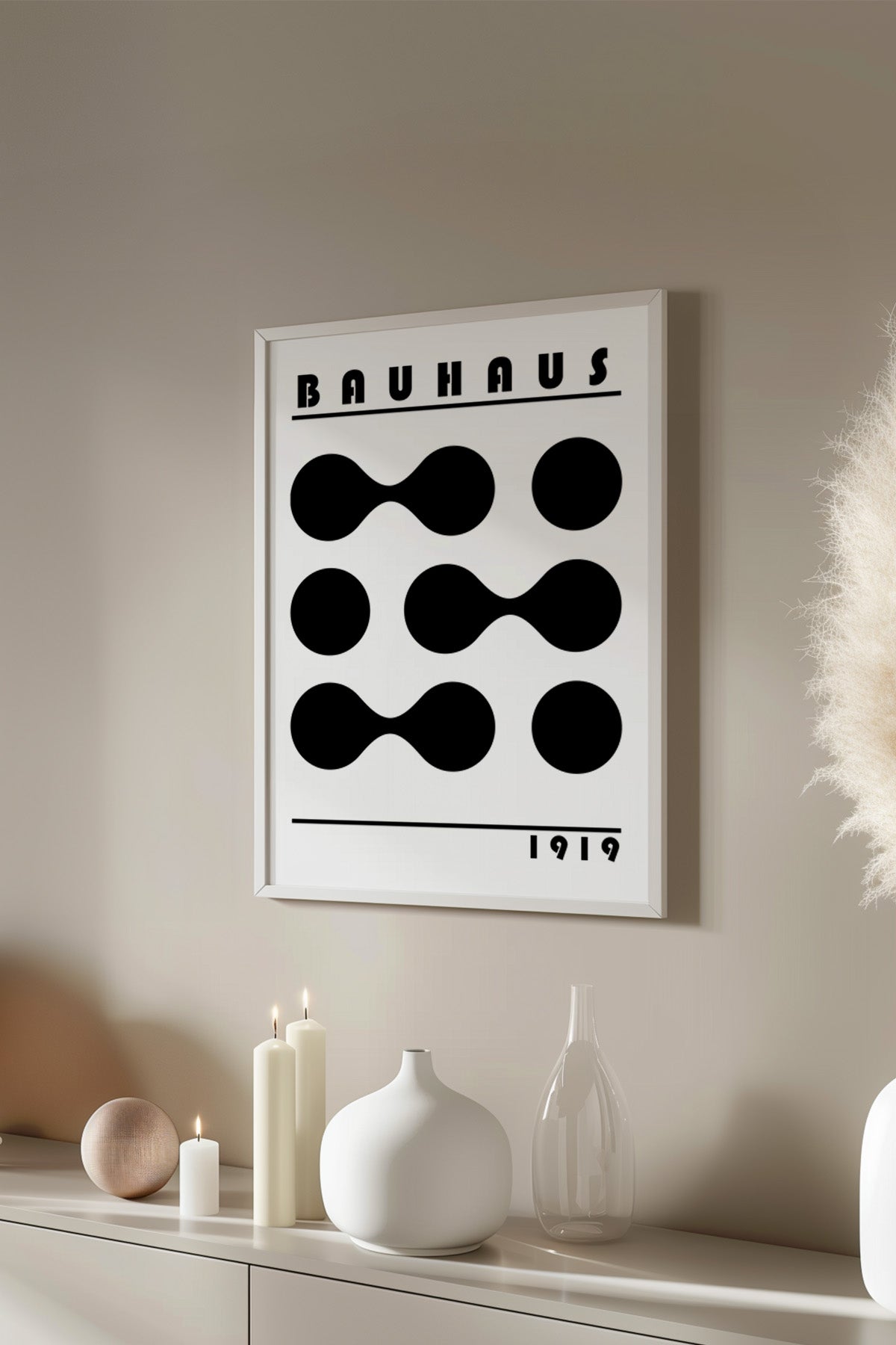 Bauhaus Serisi Beyaz Çerçeveli Poster, Tablo No:53