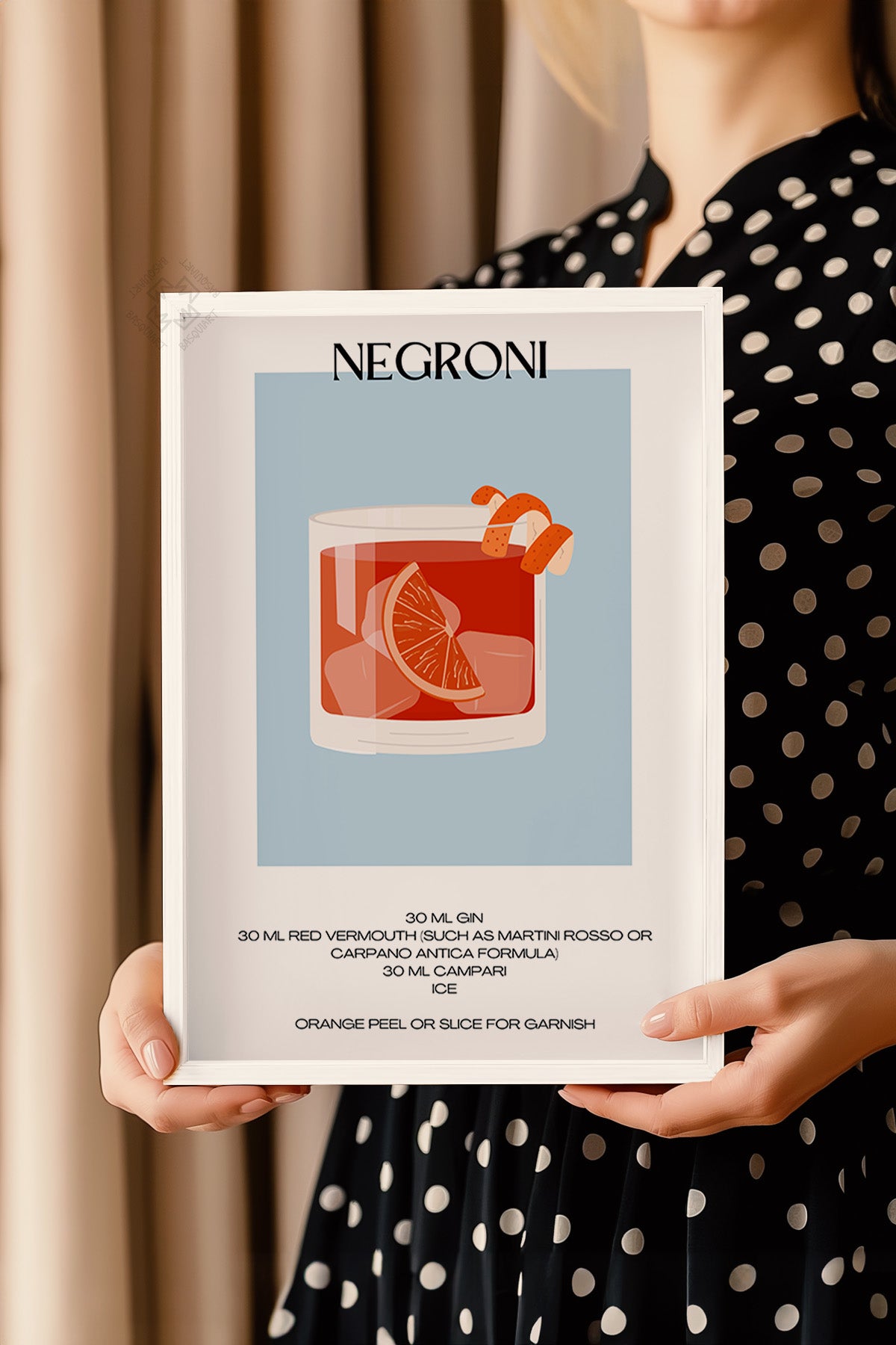 Kokteyl Serisi Beyaz Çerçeveli Poster, Tablo, Cafe, Restoran, Mutfak Duvar Dekoru No:22