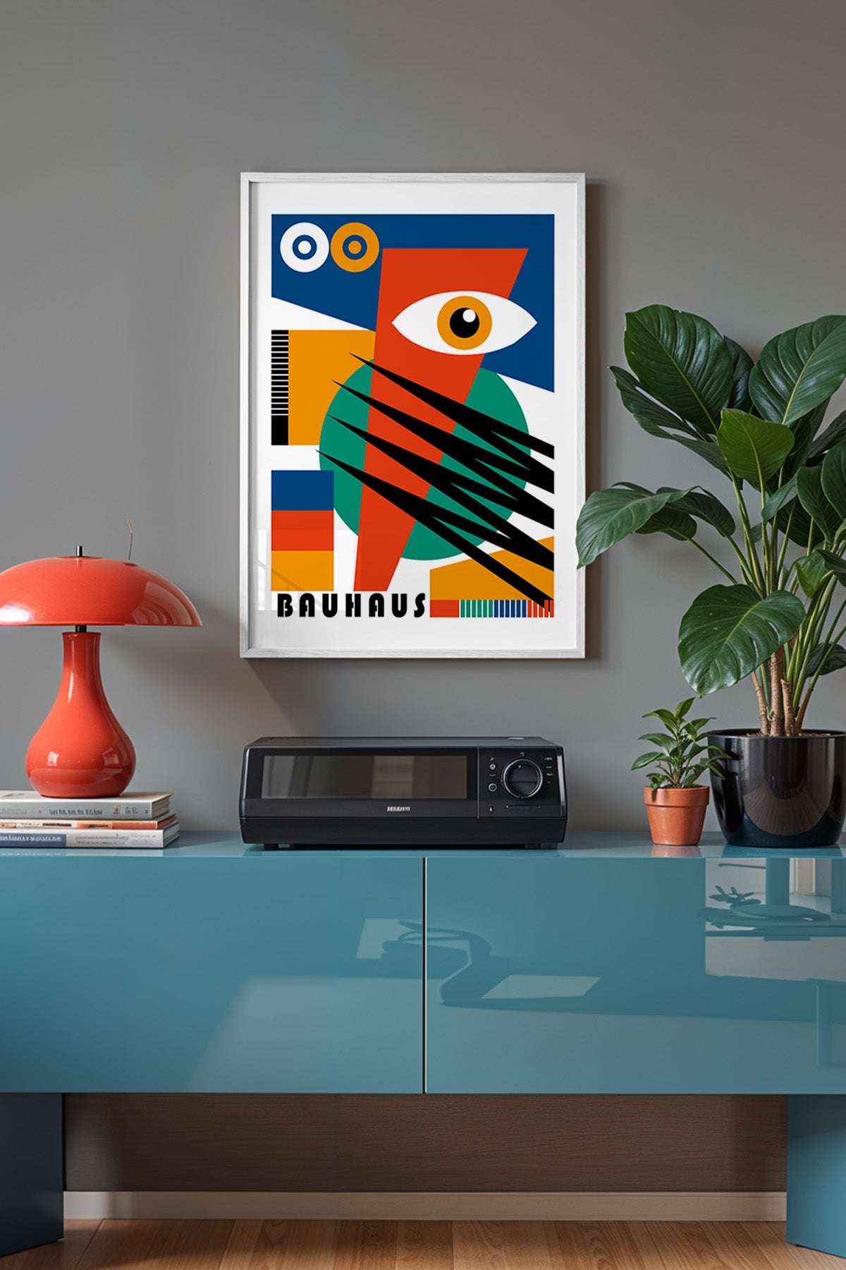 Bauhaus Serisi Beyaz Çerçeveli Poster, Tablo No:1