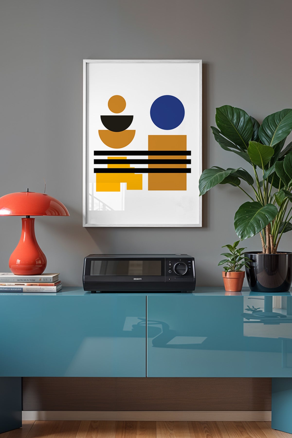 Bauhaus Serisi Beyaz Çerçeveli Poster, Tablo No:103