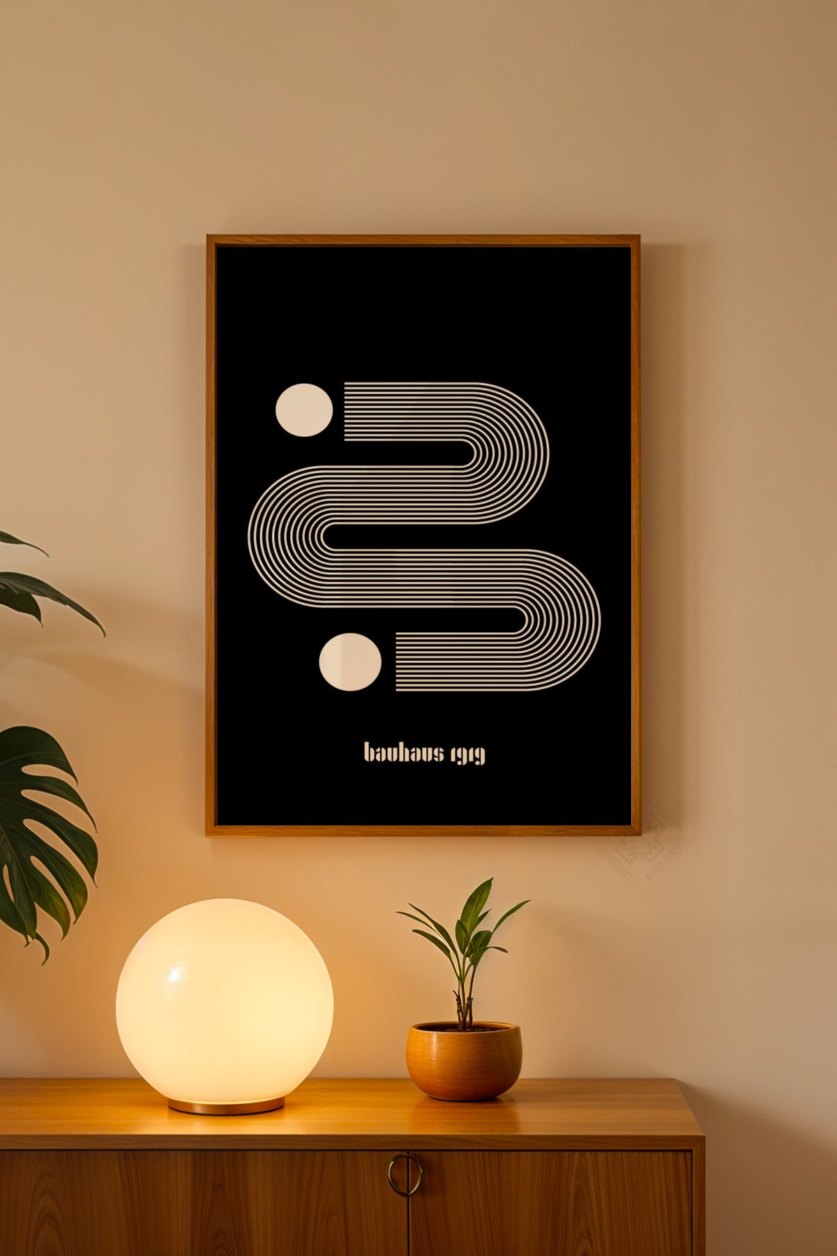 Bauhaus Serisi Ahşap Çerçeveli Poster, Tablo No:43