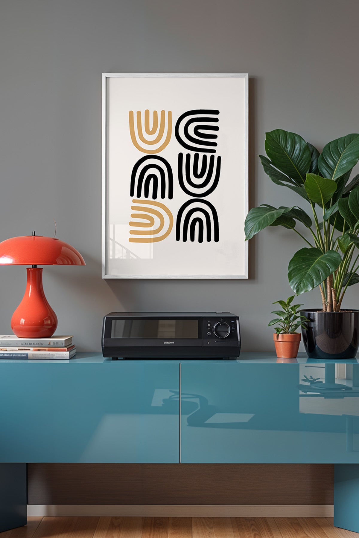 Bauhaus Serisi Beyaz Çerçeveli Poster, Tablo No:106