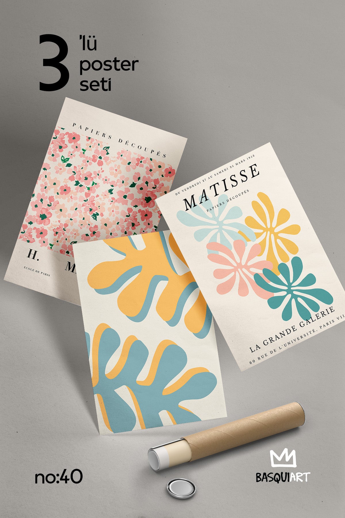 Matisse Dekoratif 3'lü Poster Seti, Duvar Dekoru No:40