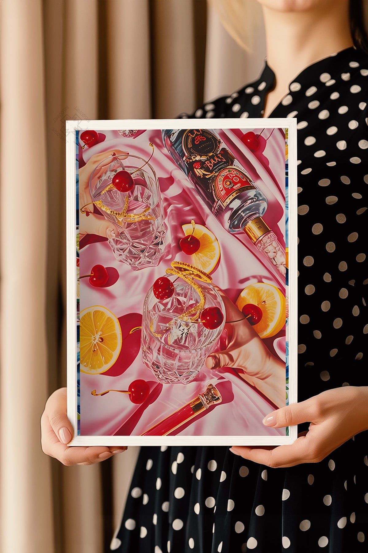 Kokteyl Serisi Beyaz Çerçeveli Poster, Tablo, Cafe, Restoran, Mutfak Duvar Dekoru No:39