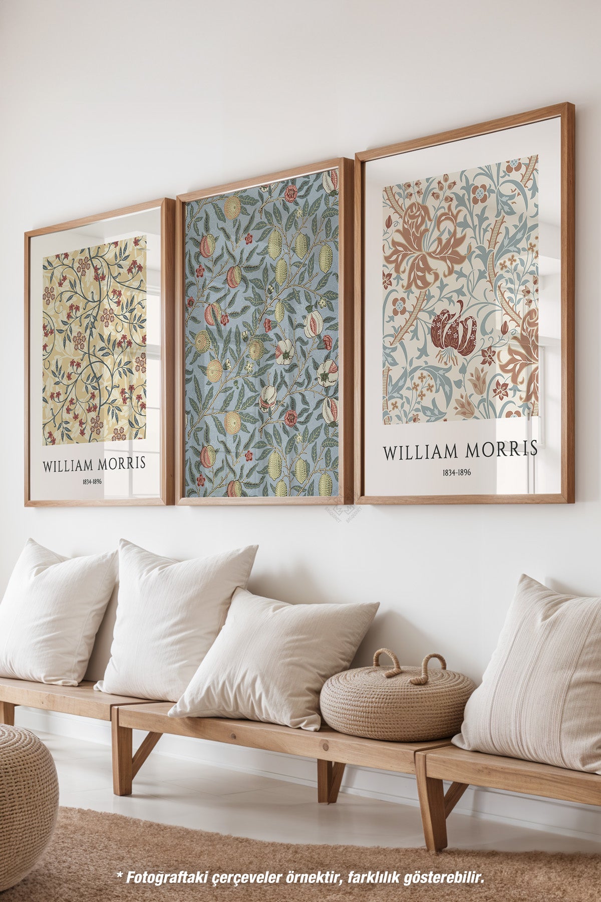 William M 3'lü Ahşap Çerçeveli Poster, Tablo Seti No:30