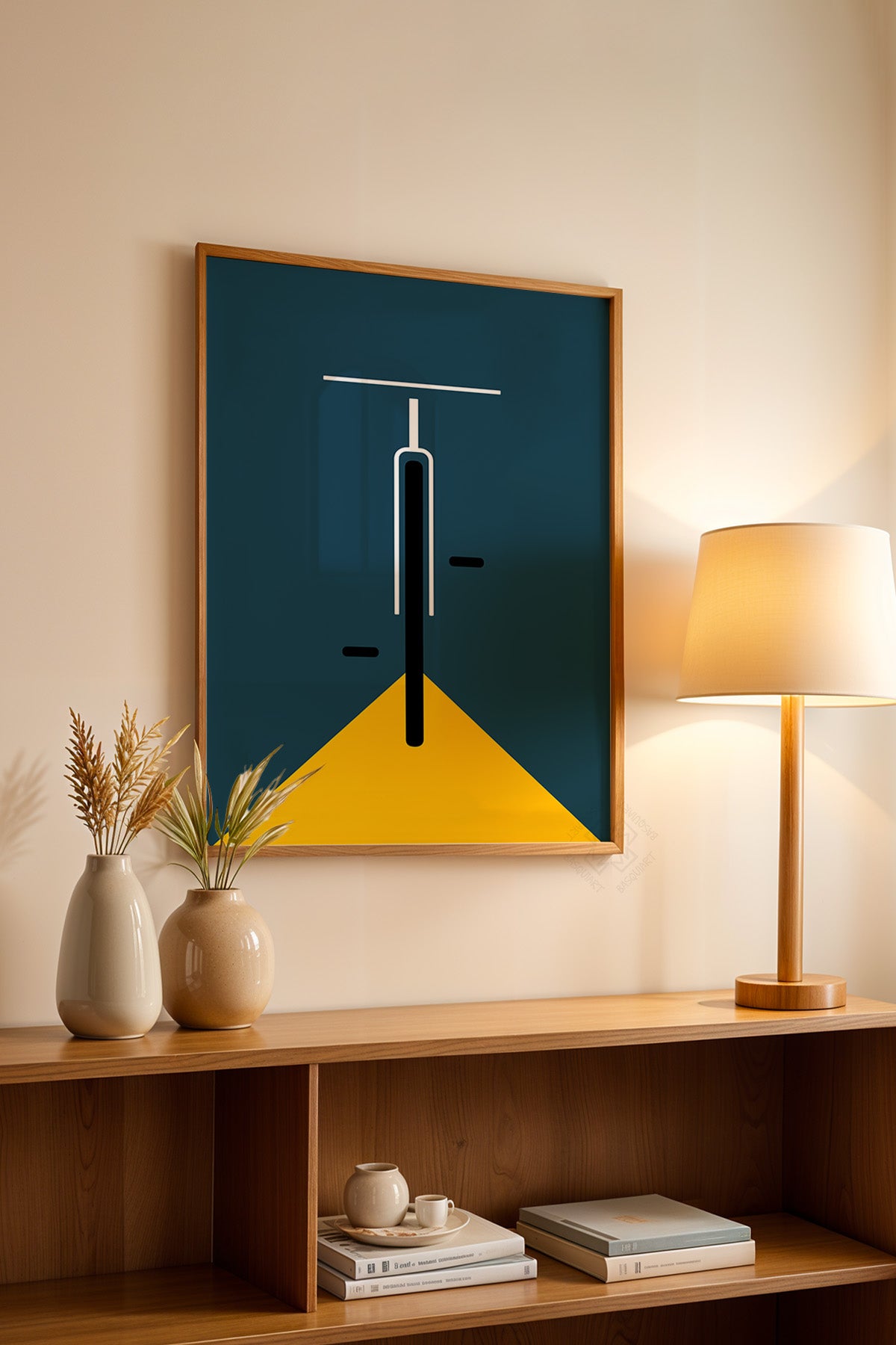 Bauhaus Serisi Ahşap Çerçeveli Poster, Tablo No:56