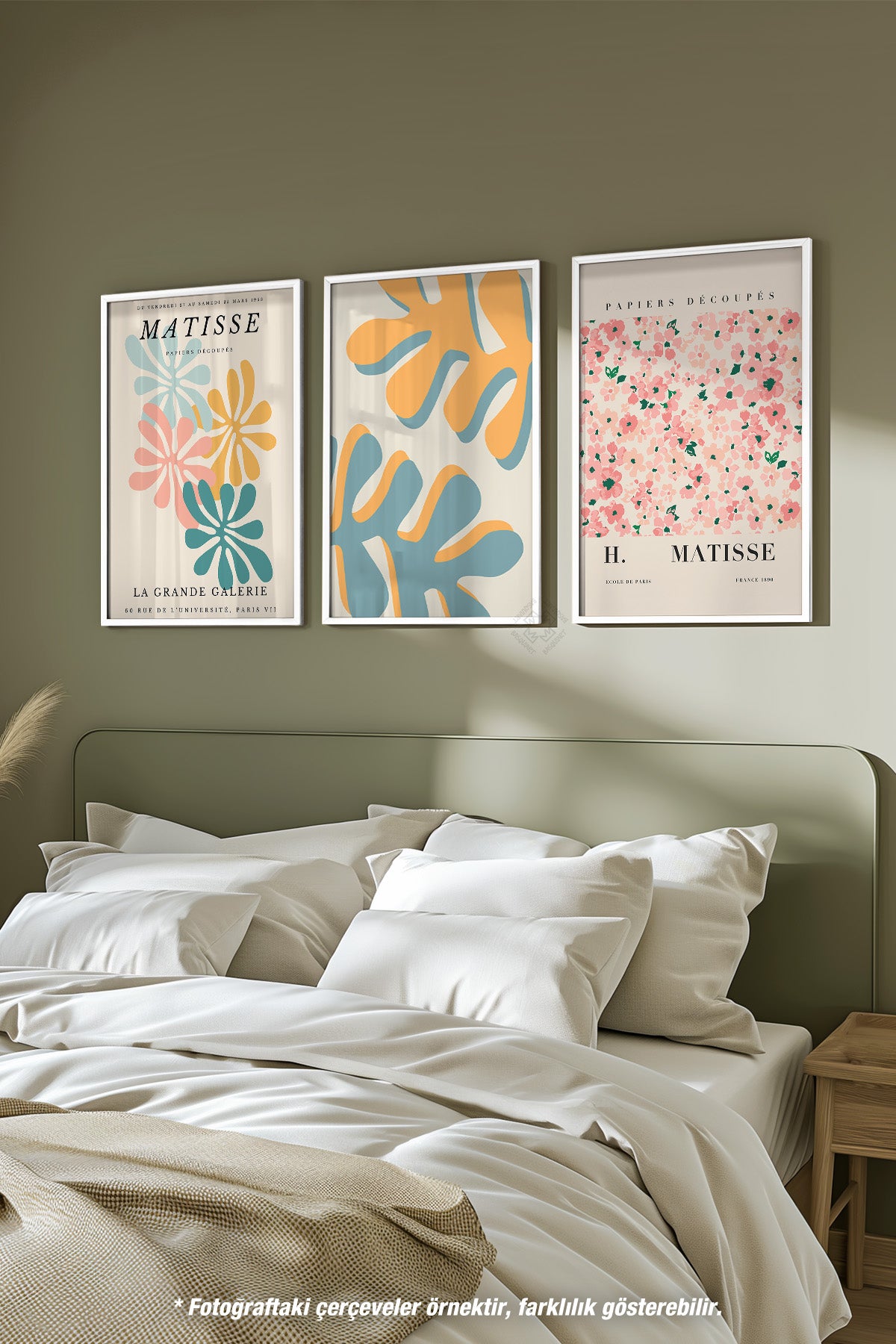 Matisse Dekoratif 3'lü Beyaz Çerçeveli Poster, Tablo Seti No:40