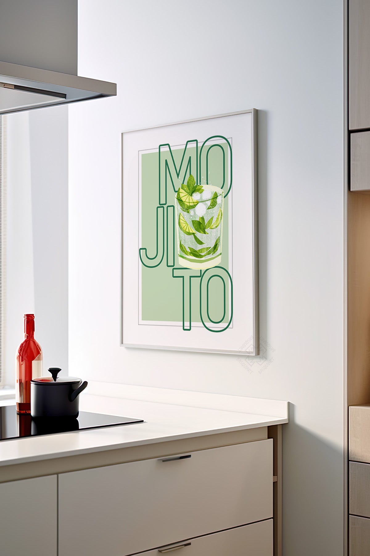 Kokteyl Serisi Beyaz Çerçeveli Poster, Tablo, Cafe, Restoran, Mutfak Duvar Dekoru No:42